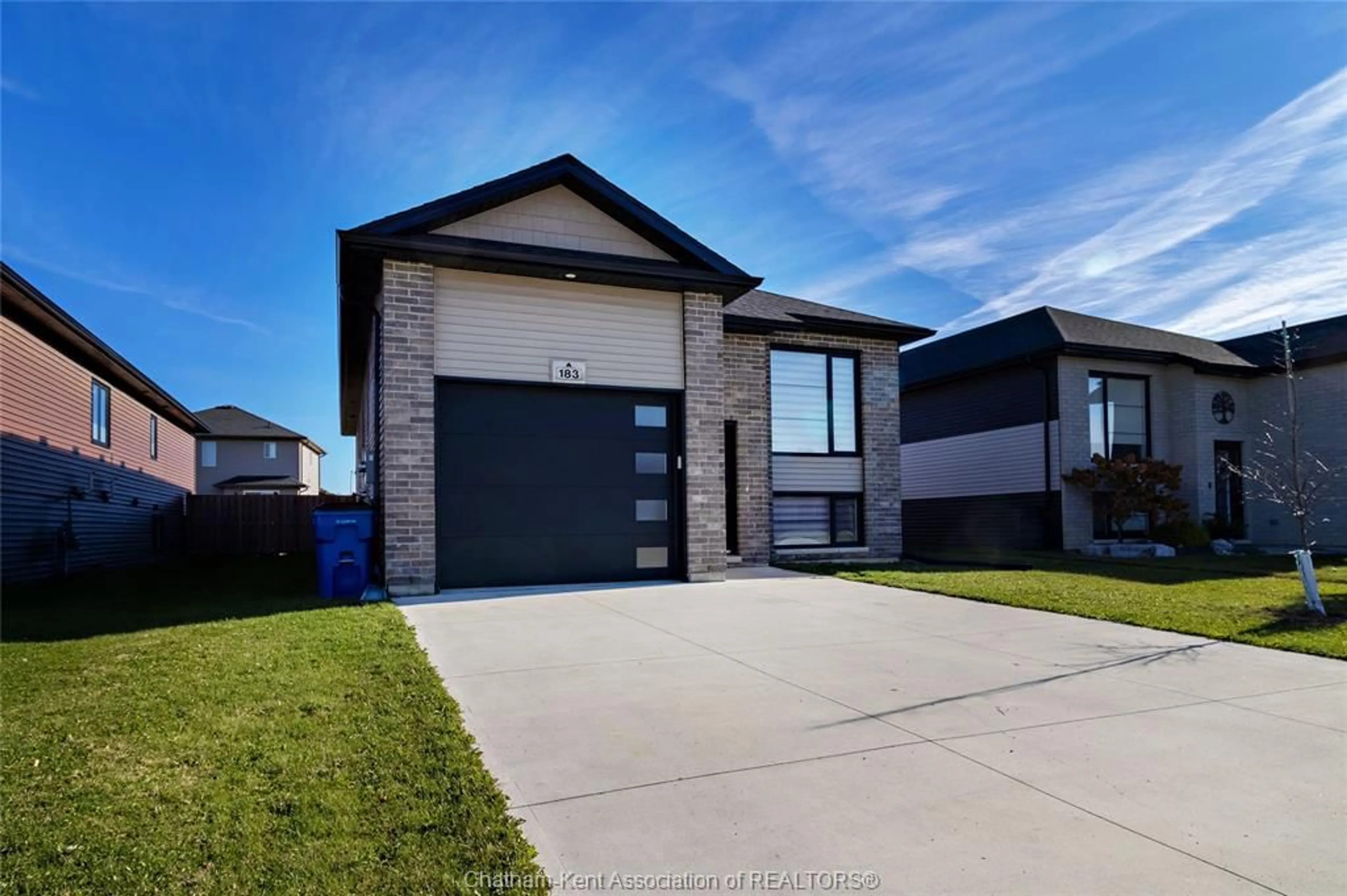 Frontside or backside of a home, the street view for 183 Moonstone Cres, Chatham Ontario N7M0S1