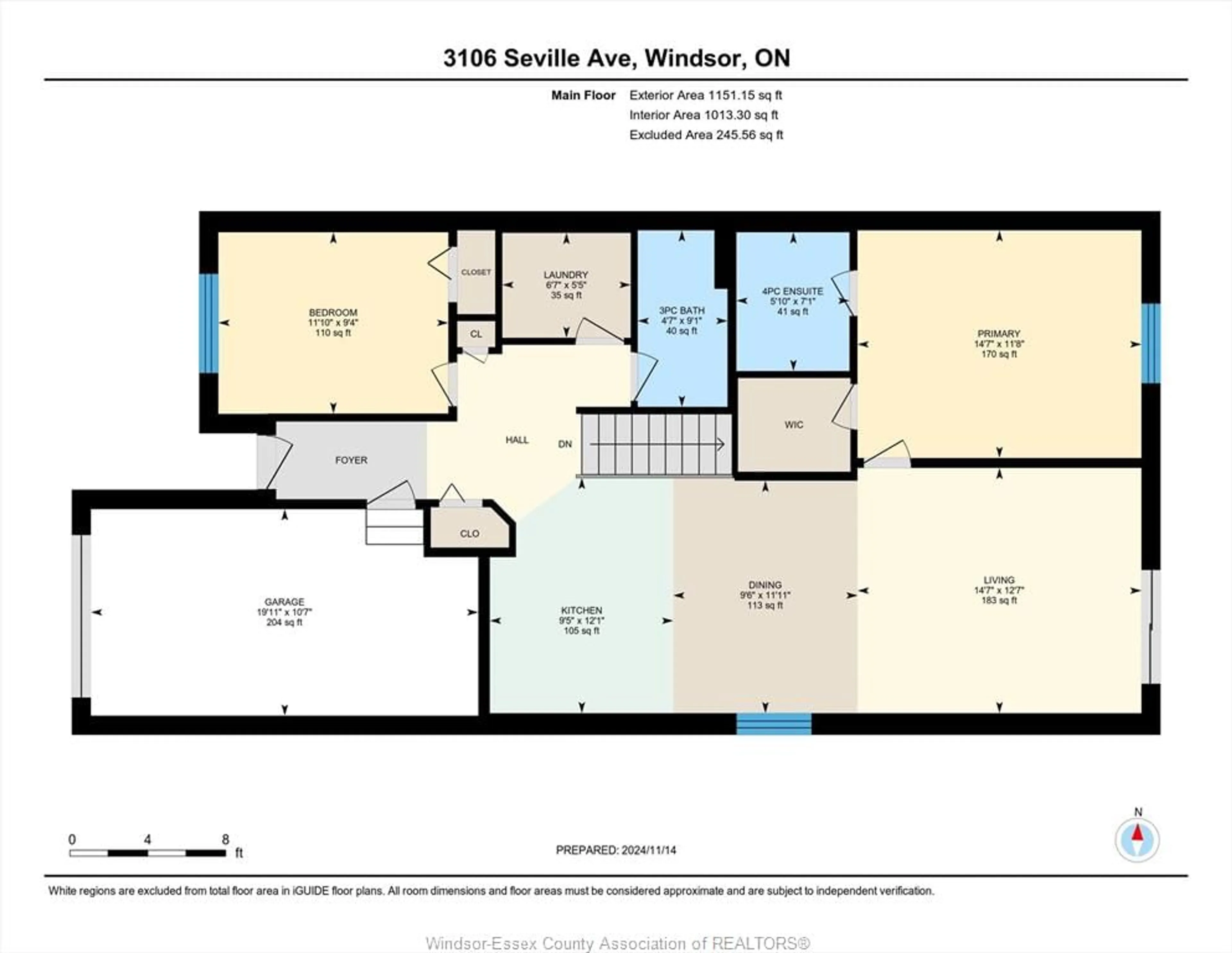 Floor plan for 3106 Seville, Windsor Ontario N8N 0A2