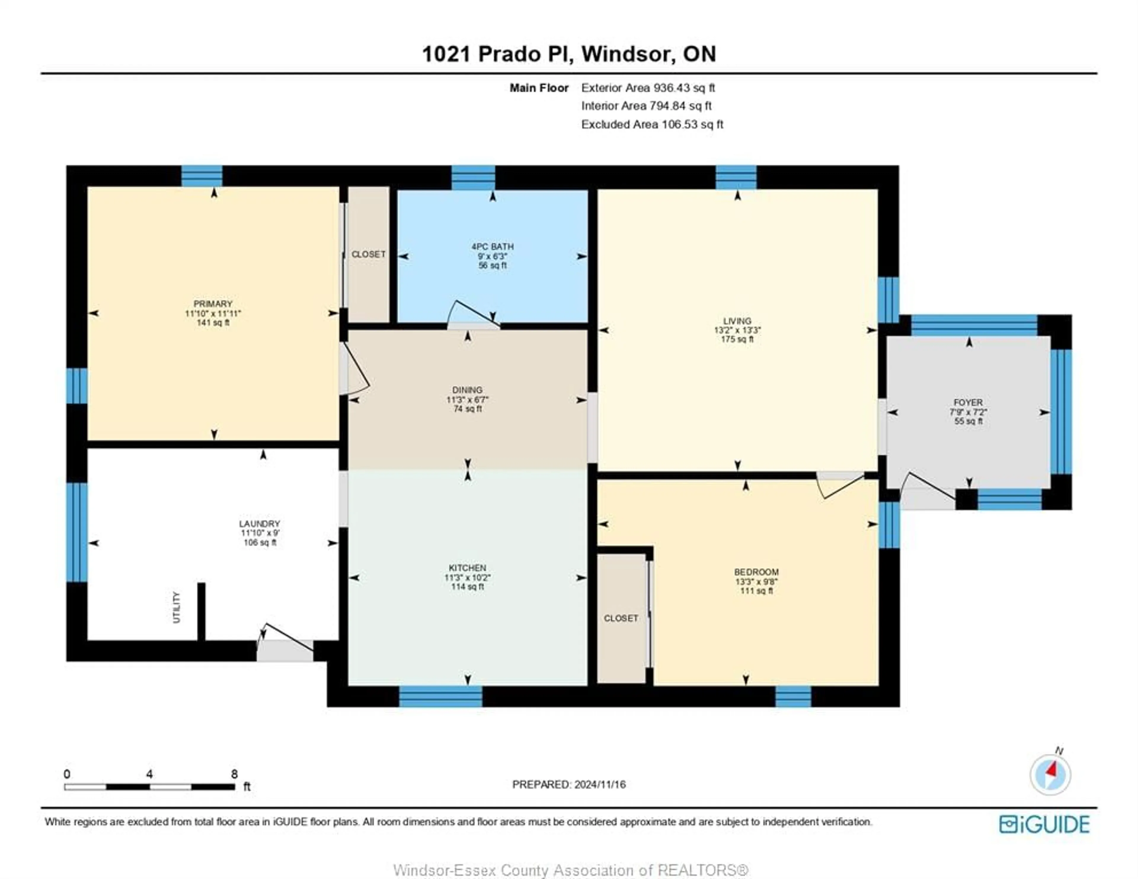 Floor plan for 1021 Prado Place, Windsor Ontario N8S 2H6