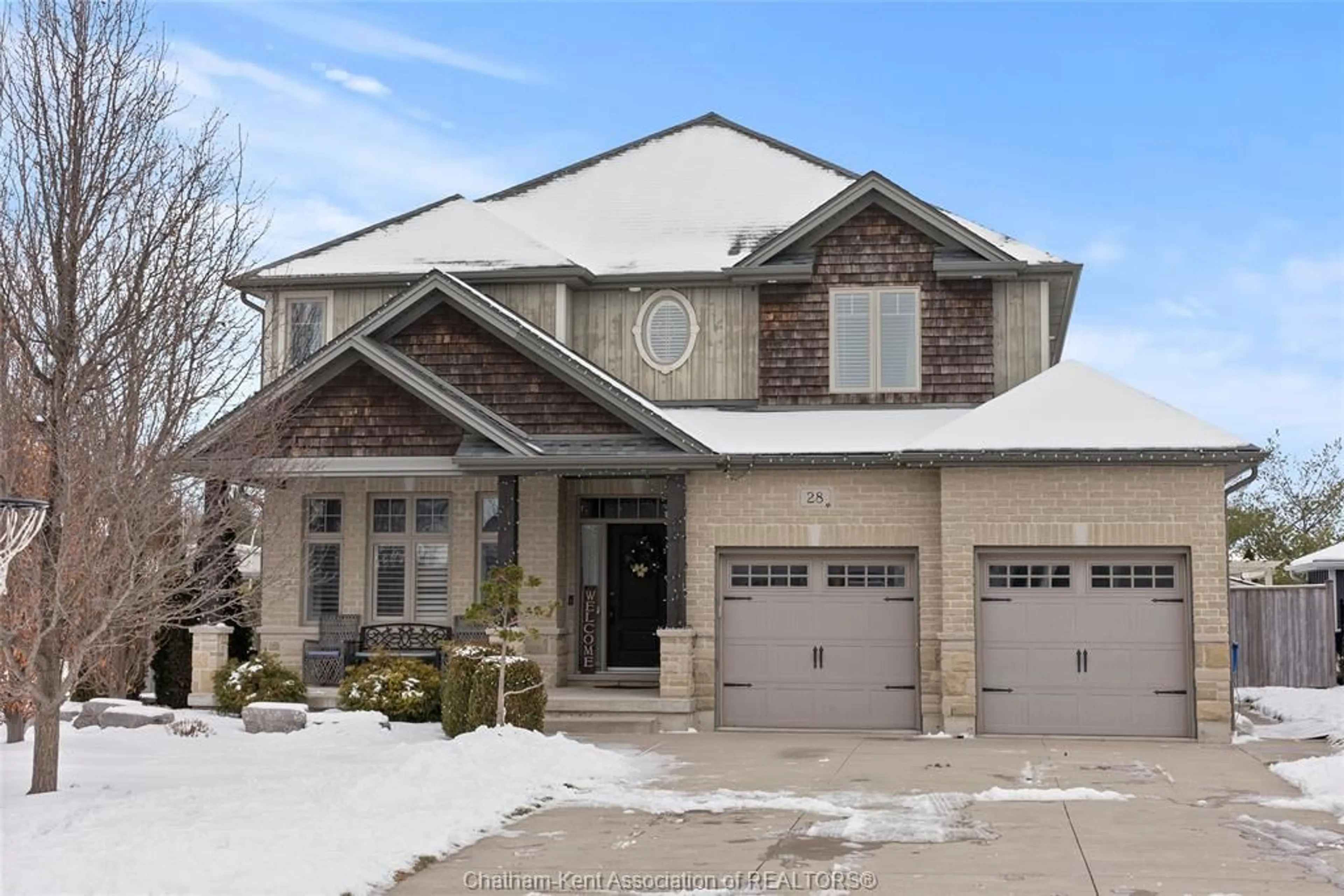 Home with brick exterior material, street for 28 Legacy Lane, Chatham Ontario N7M 0J4