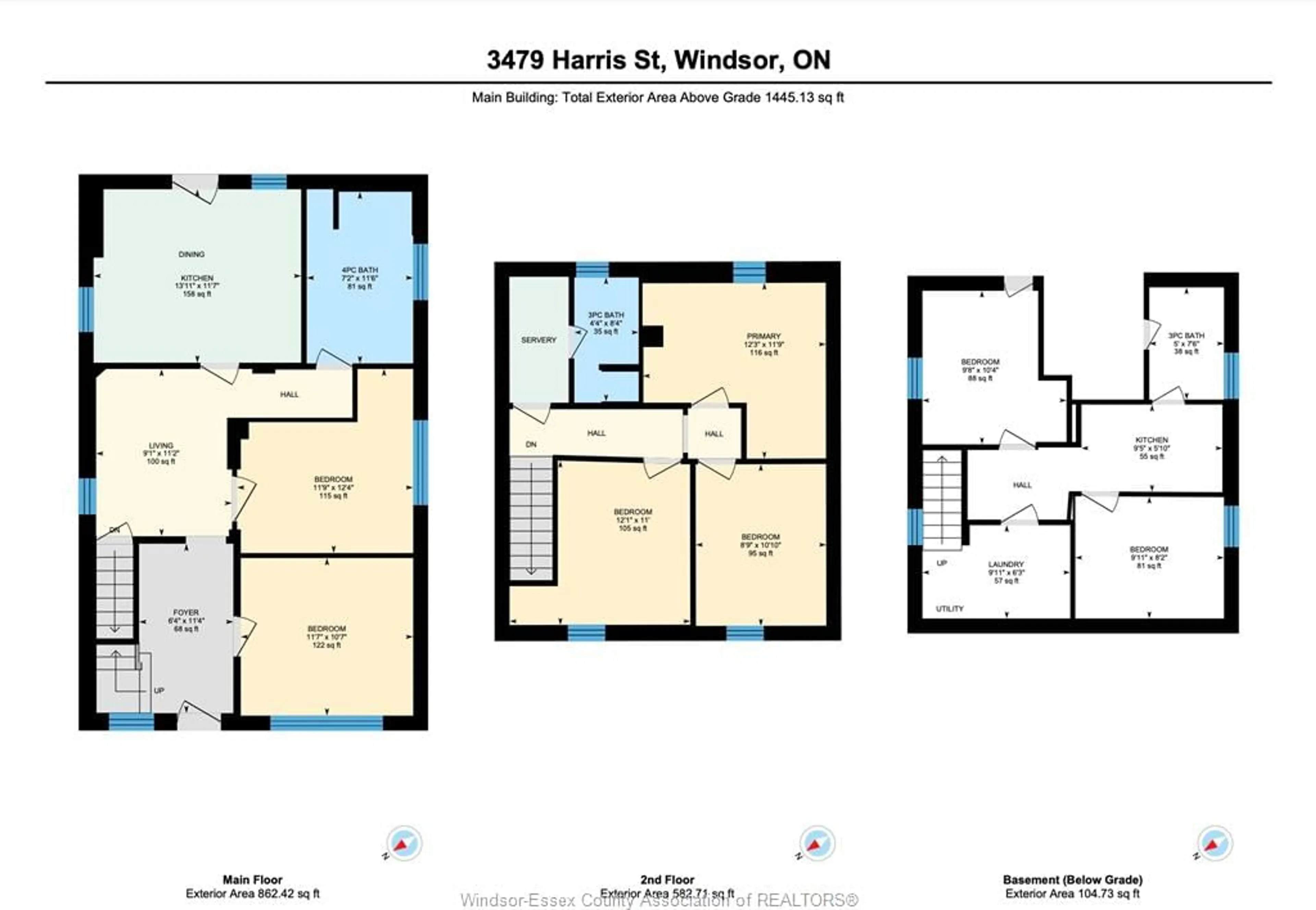 Floor plan for 3479 HARRIS St, Windsor Ontario N9C 1N6