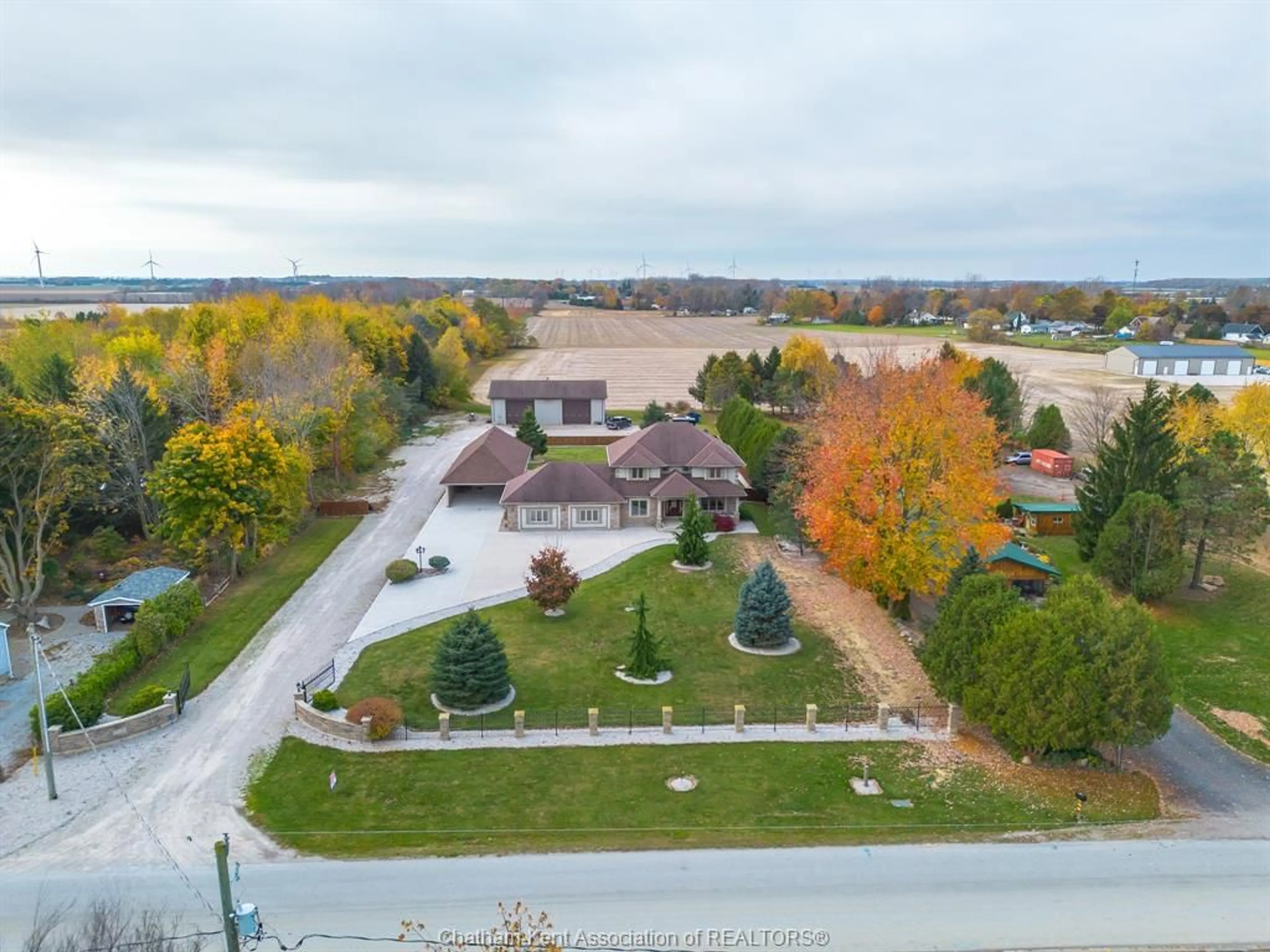 A pic from outside/outdoor area/front of a property/back of a property/a pic from drone, street for 19356 Fargo Rd, Harwich Township Ontario N0P 1A0