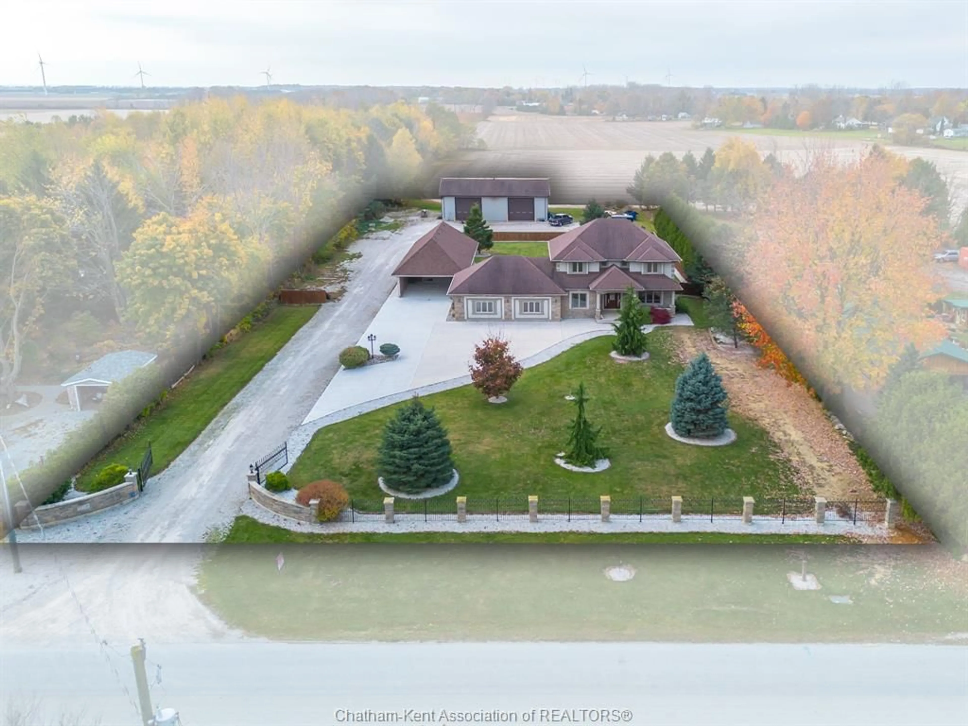 A pic from outside/outdoor area/front of a property/back of a property/a pic from drone, water/lake/river/ocean view for 19356 Fargo Rd, Harwich Township Ontario N0P 1A0