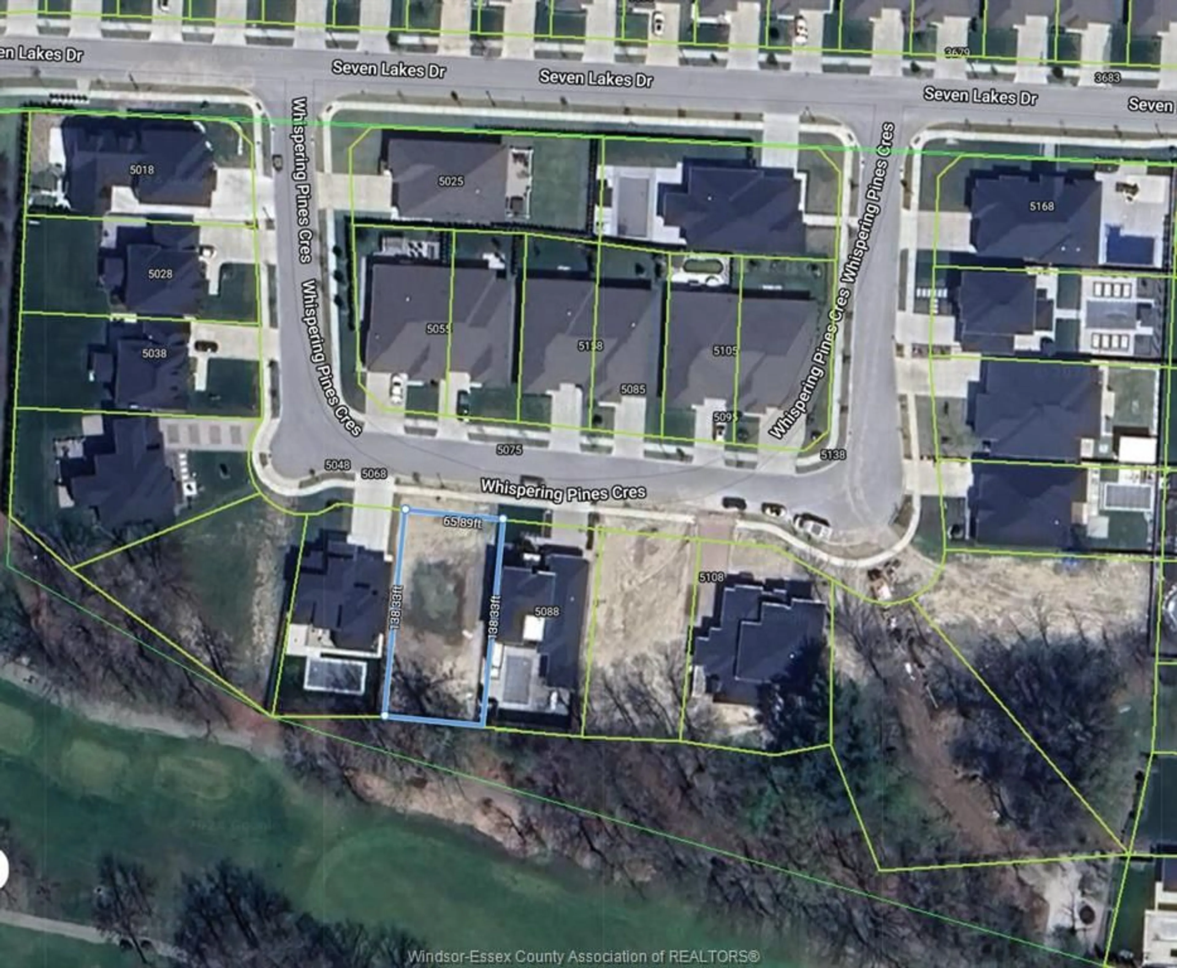 A pic from outside/outdoor area/front of a property/back of a property/a pic from drone, street for 5078 WHISPERING PINES, LaSalle Ontario N9H 0E5