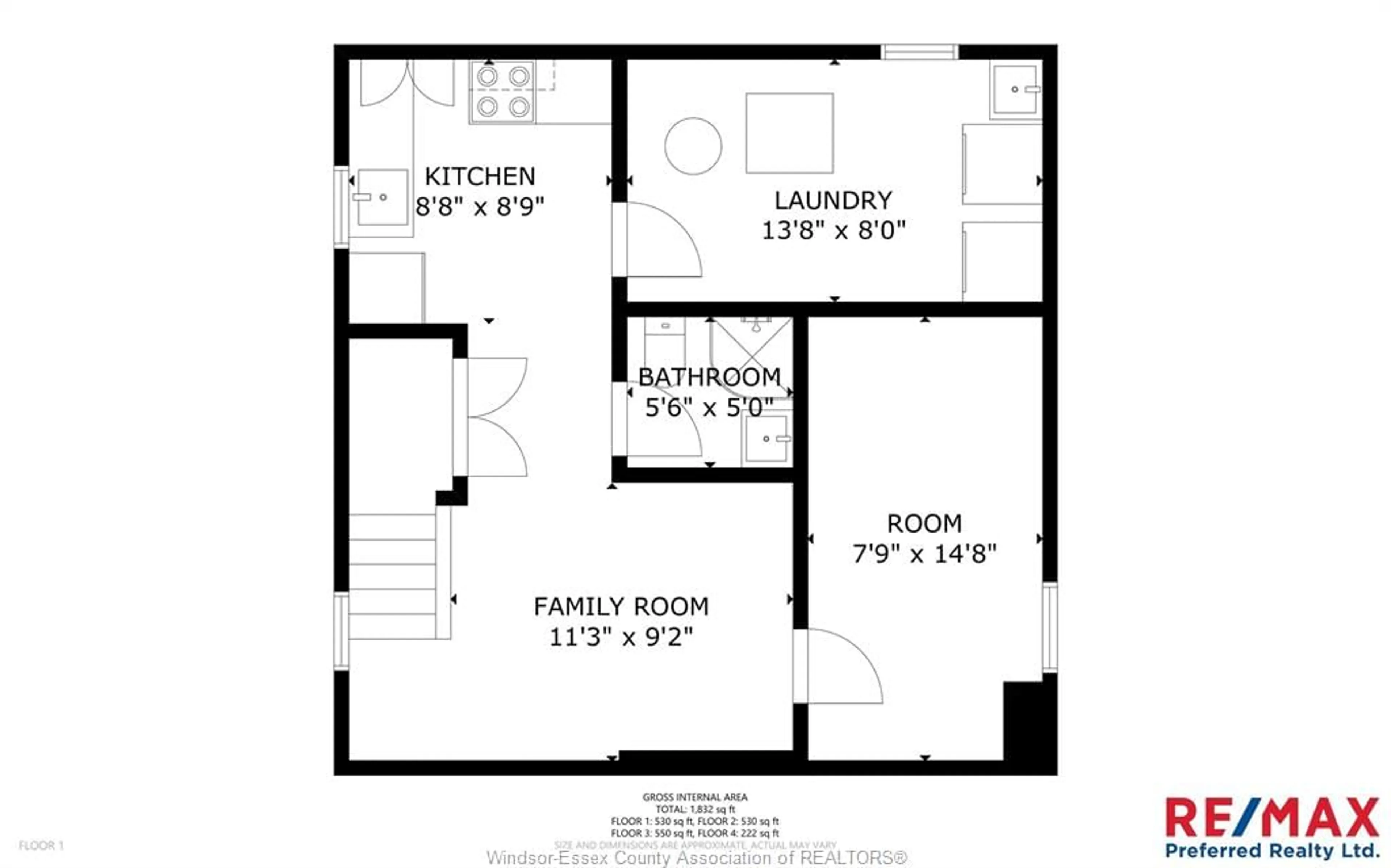 Floor plan for 1152 OAK St, Windsor Ontario N9A 5G6