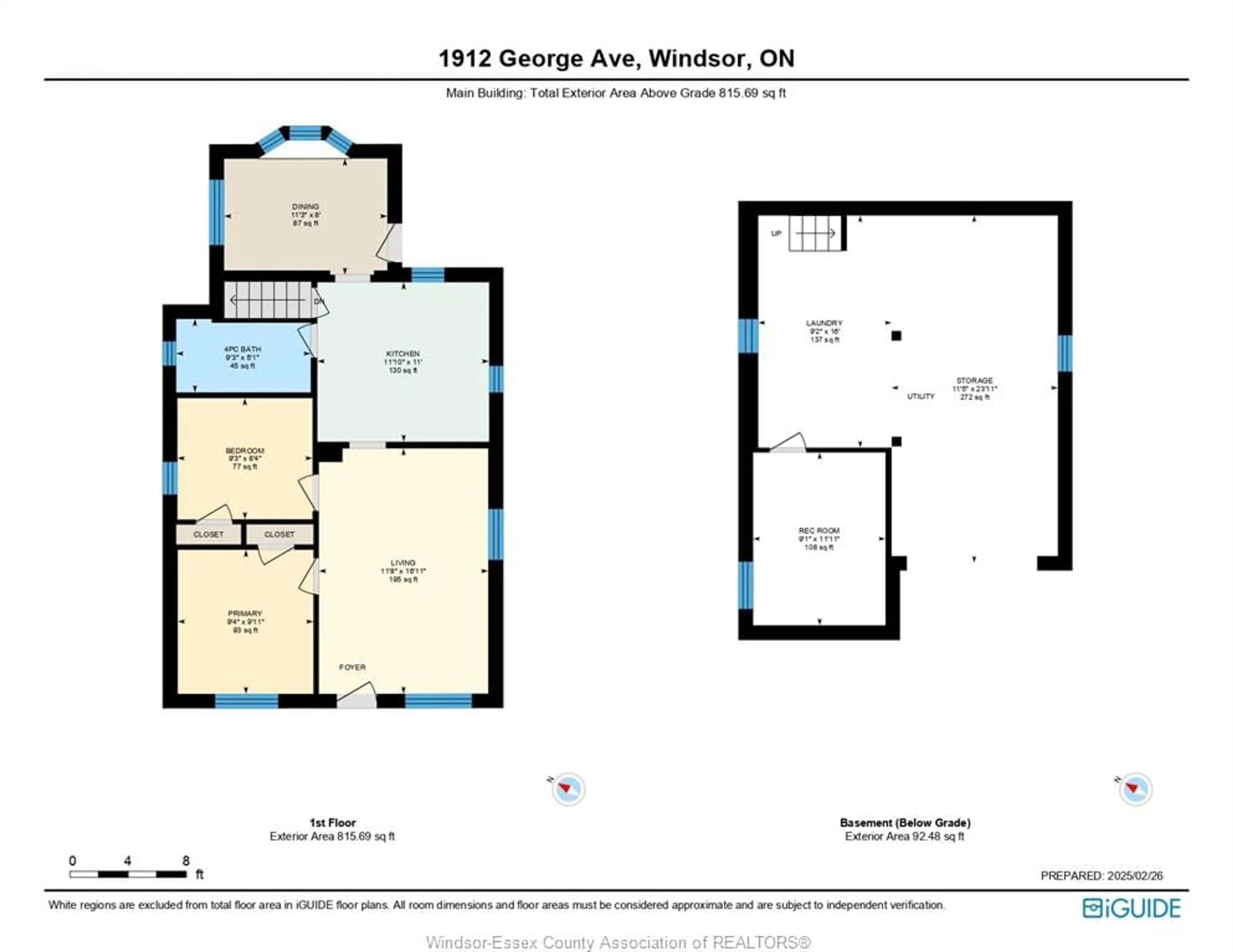 Floor plan for 1912 George, Windsor Ontario N8W4M1