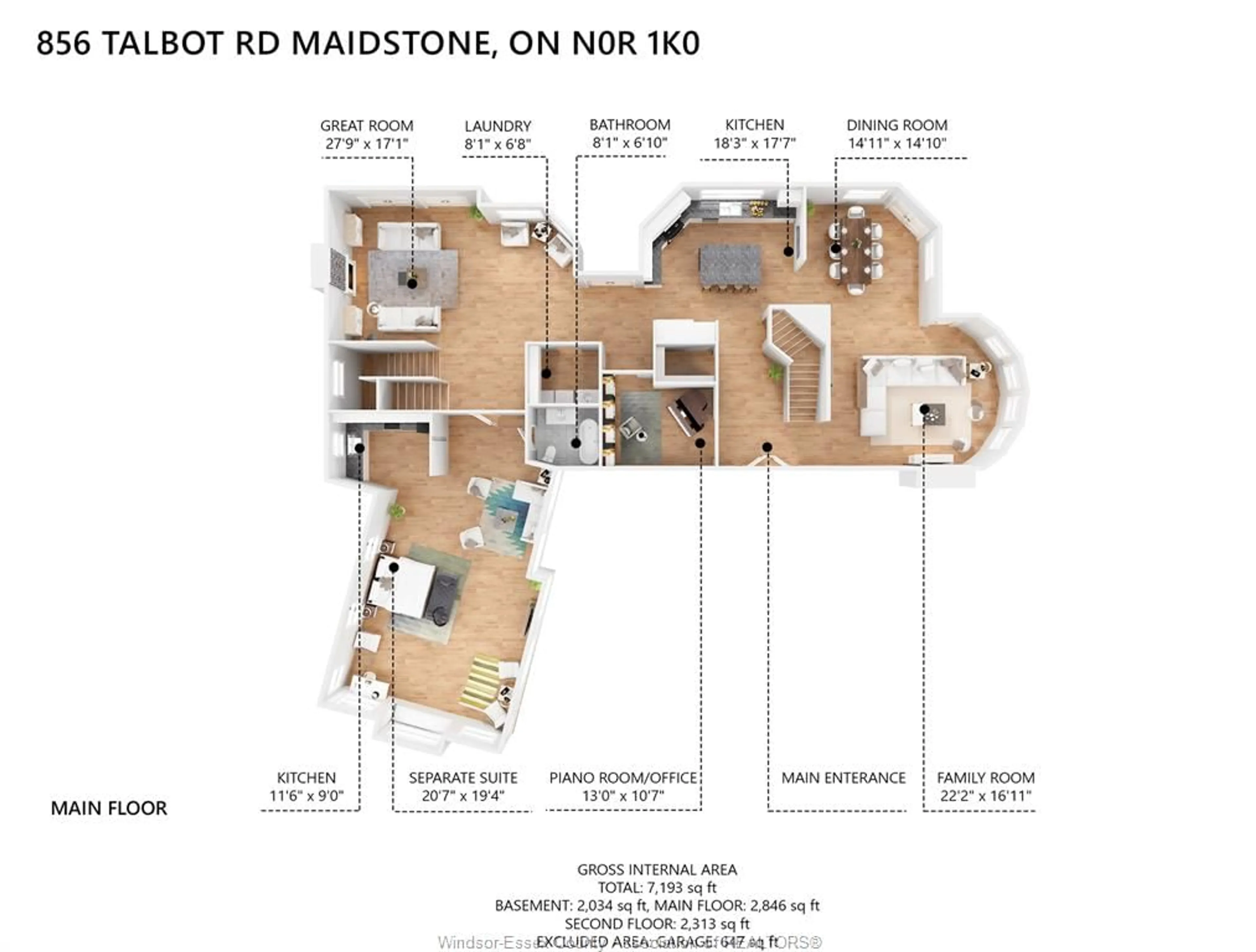 Floor plan for 856 TALBOT Rd, Lakeshore Ontario N0R 1K0