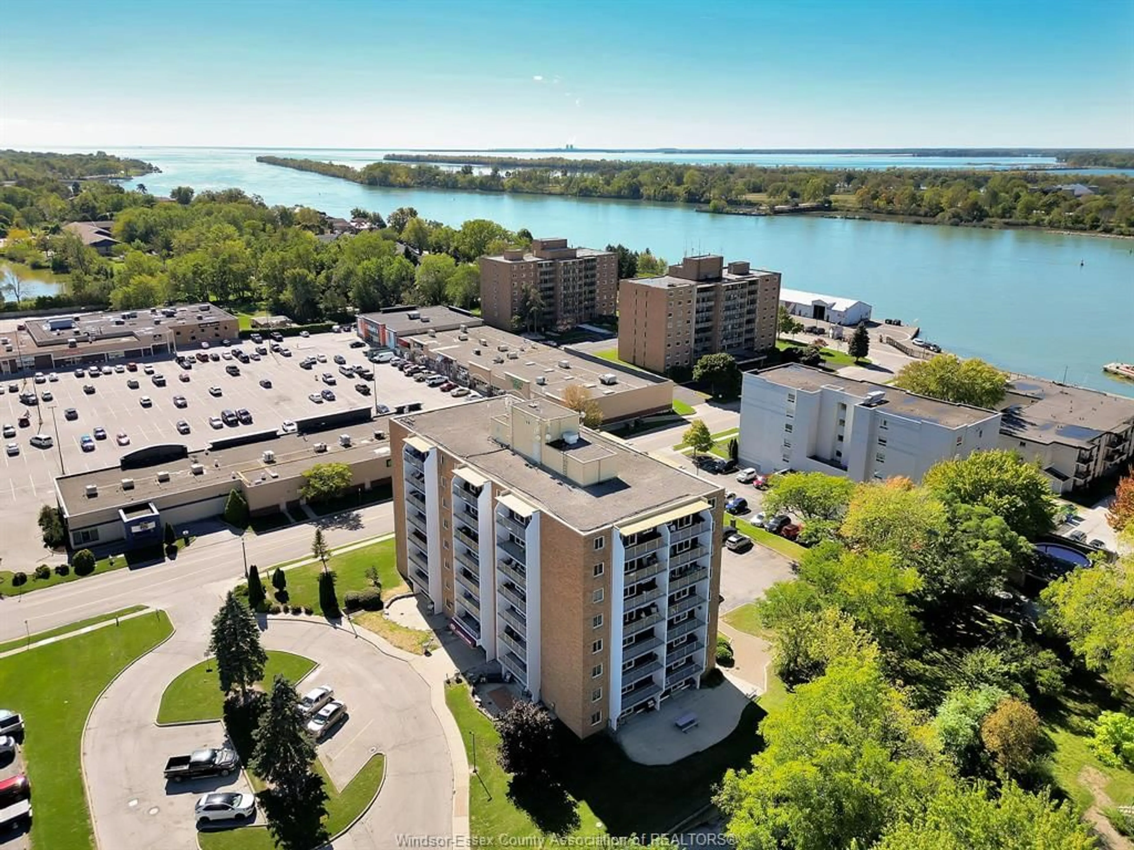 A pic from outside/outdoor area/front of a property/back of a property/a pic from drone, water/lake/river/ocean view for 120 PICKERING Dr #607, Amherstburg Ontario N9V 3N3