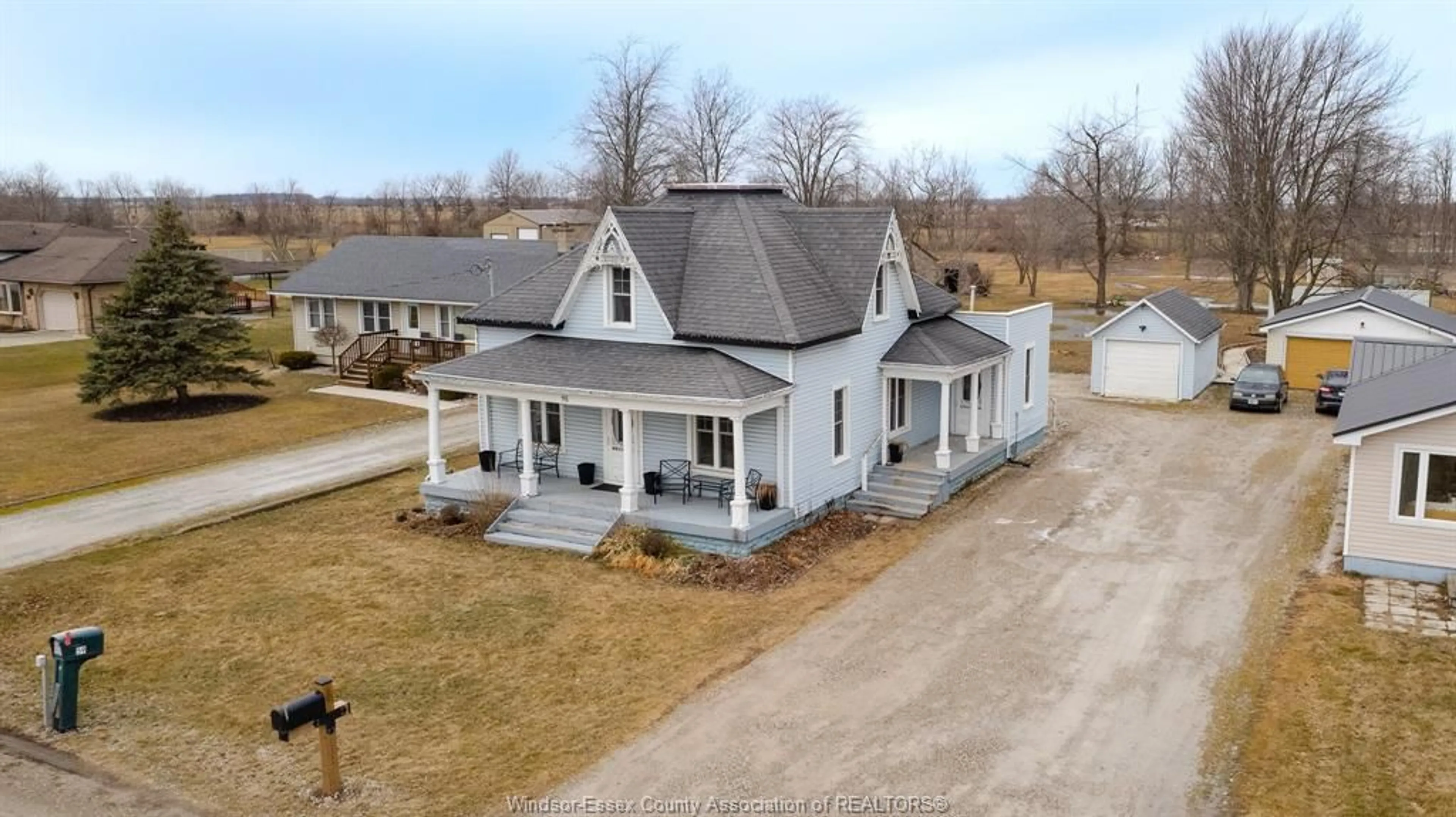 A pic from outside/outdoor area/front of a property/back of a property/a pic from drone, building for 48 COUNTY RD 27, Cottam Ontario N0R 1B0