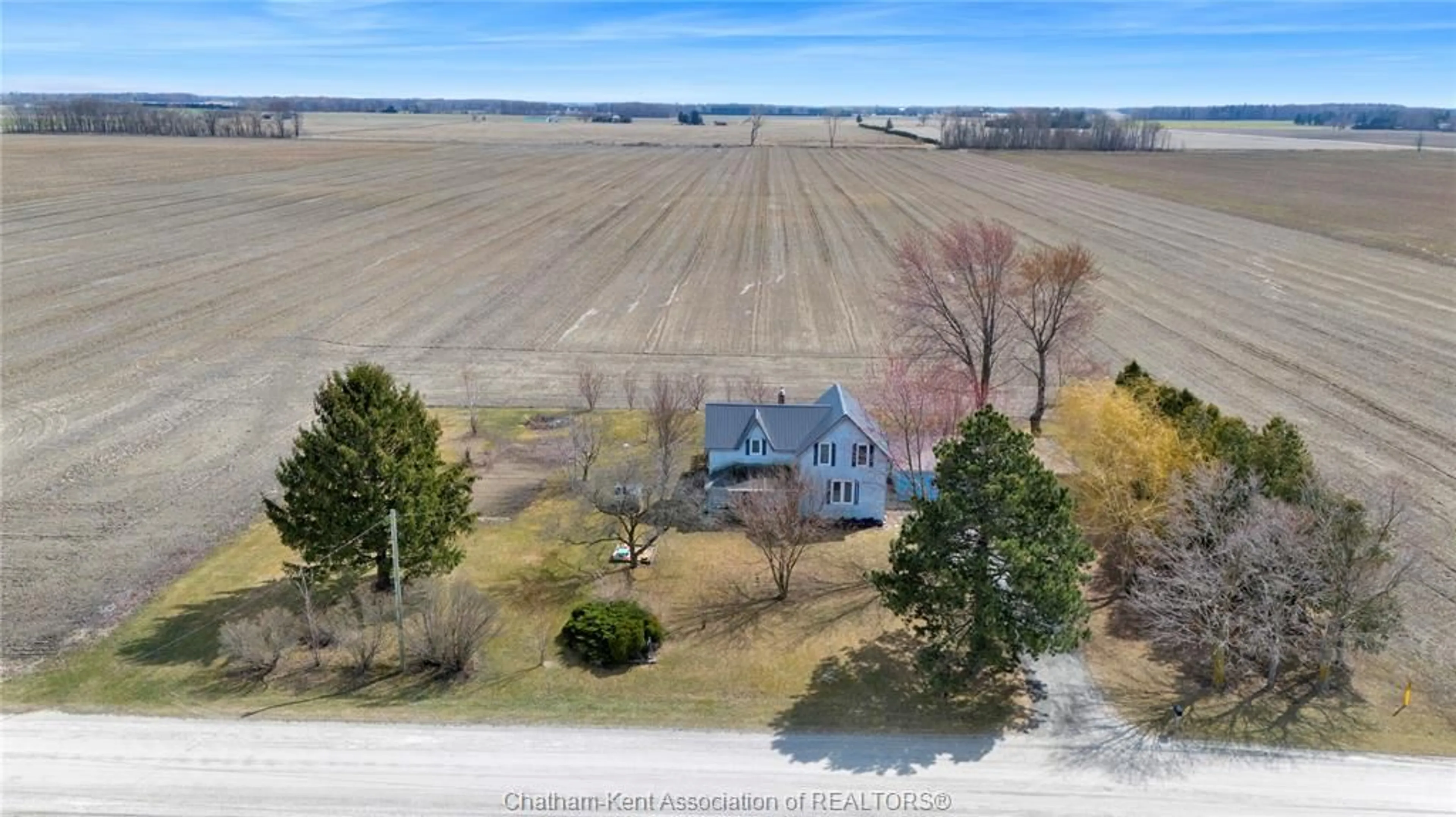 A pic from outside/outdoor area/front of a property/back of a property/a pic from drone, water/lake/river/ocean view for 10234 Cedar Hedge Line, Dresden Ontario N0P 1M0