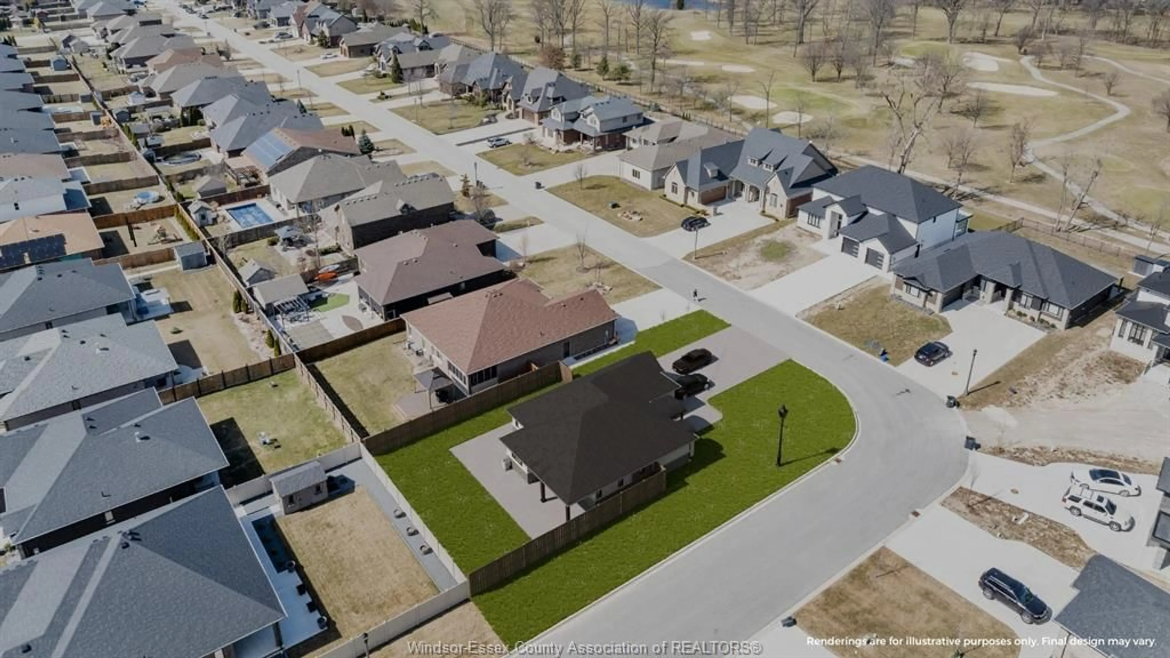 A pic from outside/outdoor area/front of a property/back of a property/a pic from drone, street for 61 HILTON Crt, Amherstburg Ontario N9V 4B6
