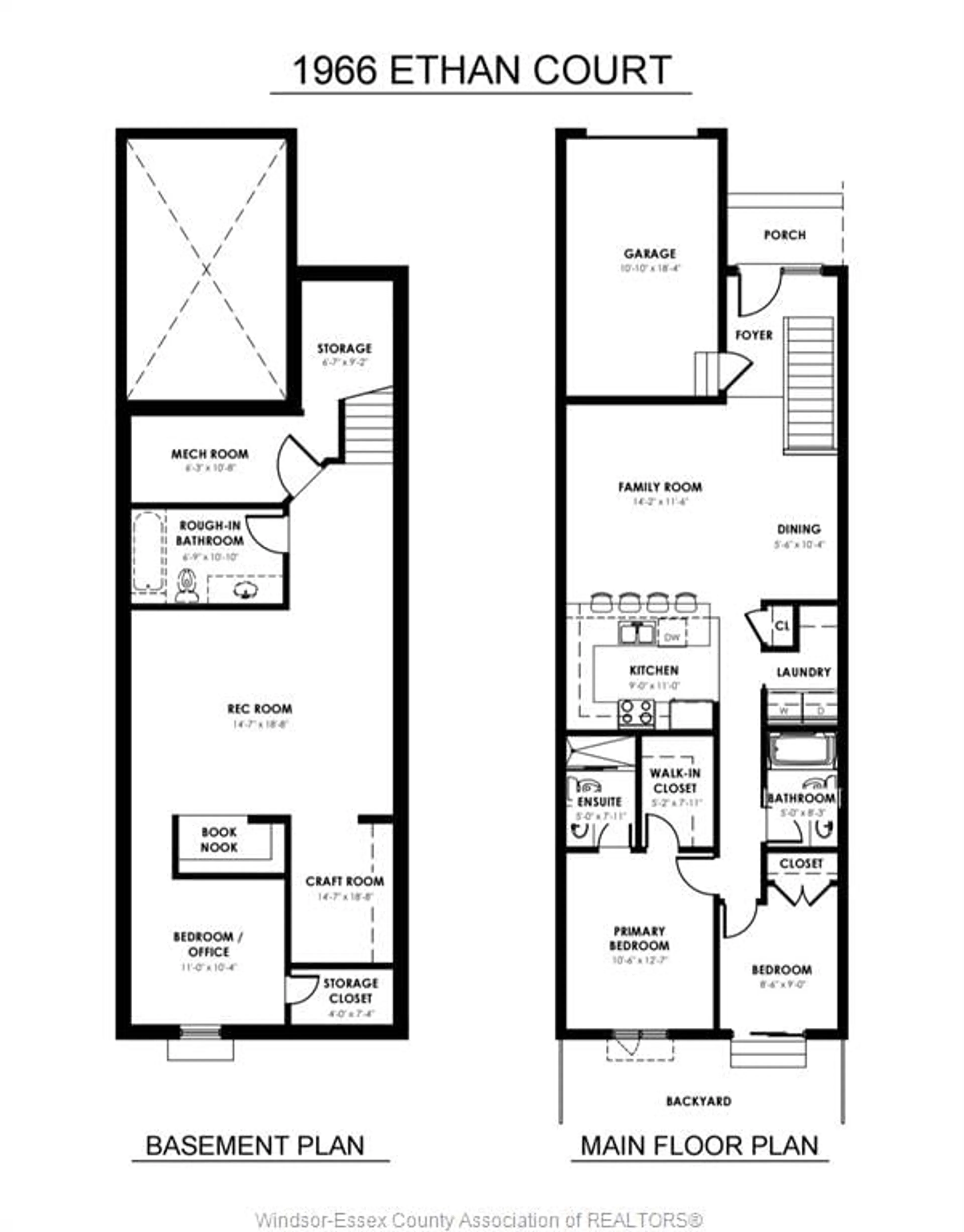 Floor plan for 1966 Ethan Crt, Windsor Ontario N8T 0B3