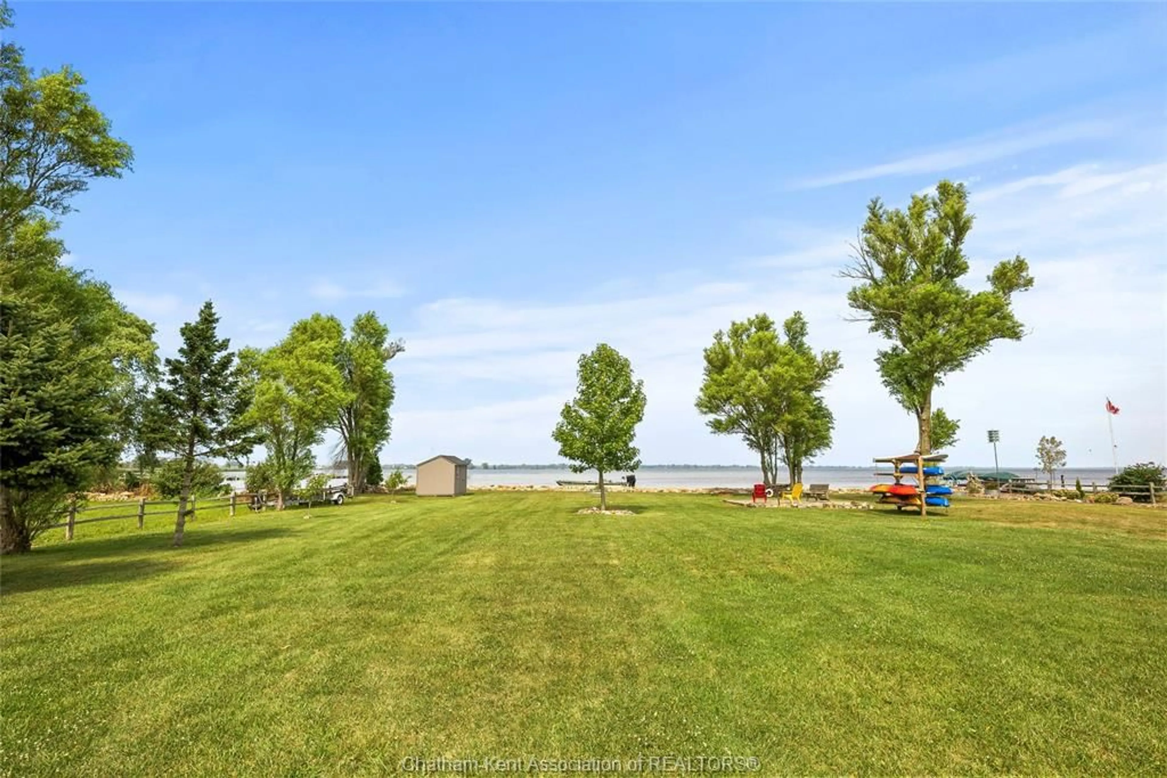 A pic from outside/outdoor area/front of a property/back of a property/a pic from drone, water/lake/river/ocean view for 100 ROSS Lane, Erieau Ontario N0P 1N0
