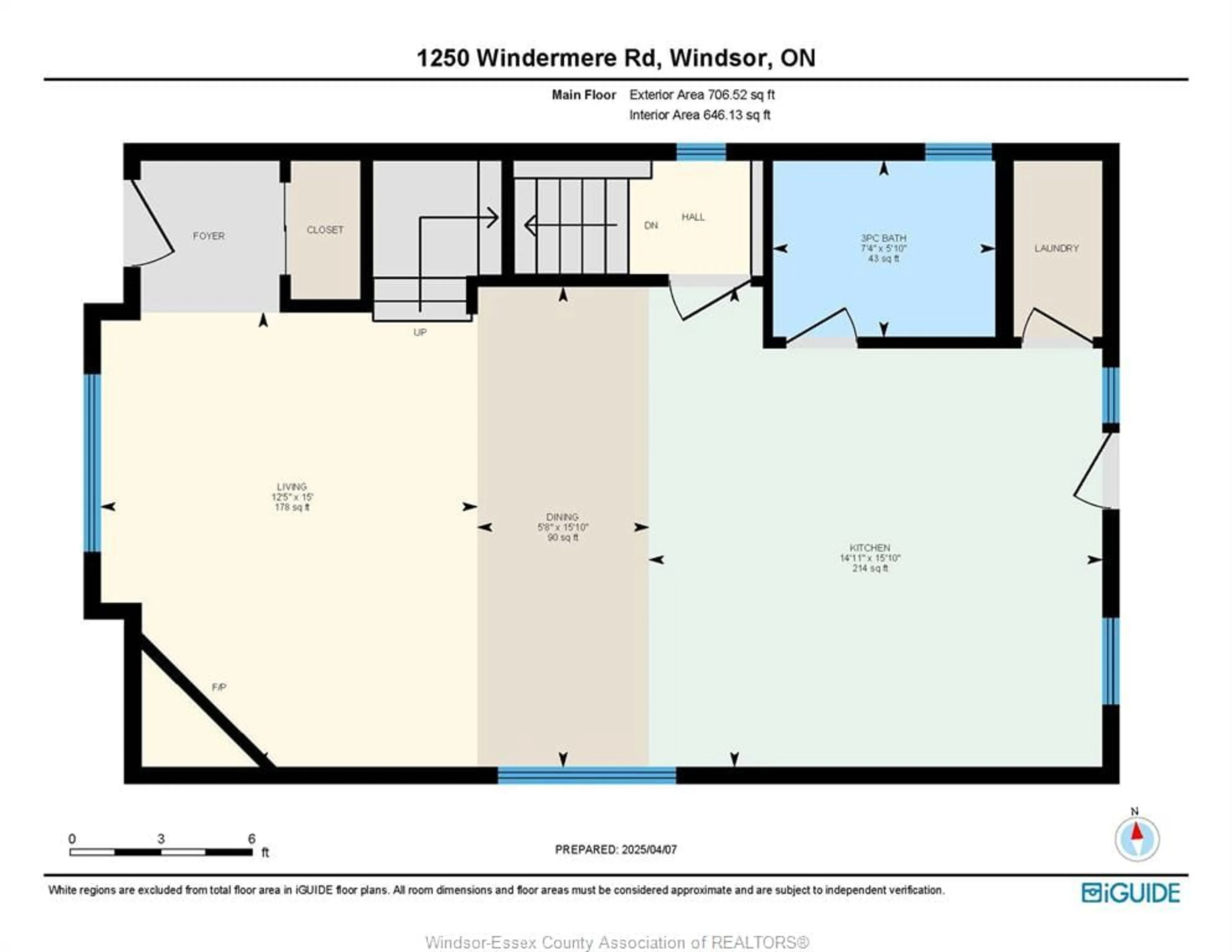Floor plan for 1250 Windermere, Windsor Ontario N8Y 3E8