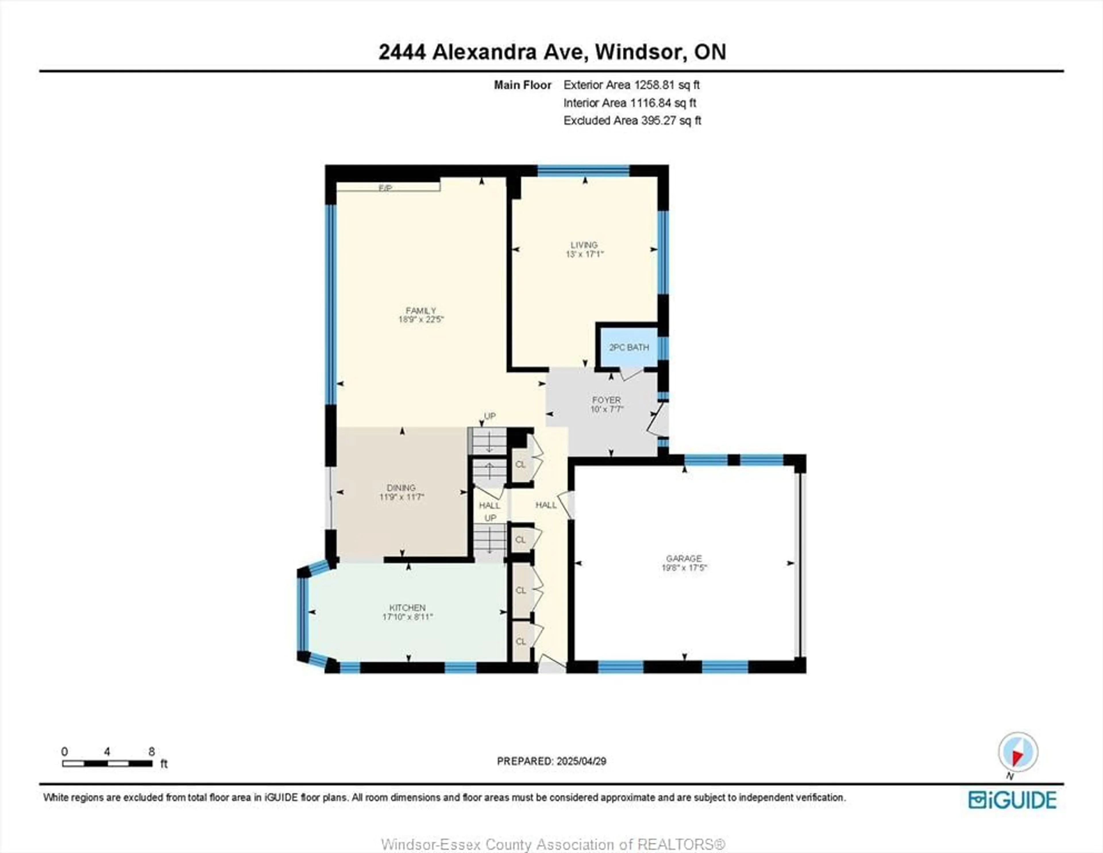 Floor plan for 2444 ALEXANDRA, Windsor Ontario N9E 2J3