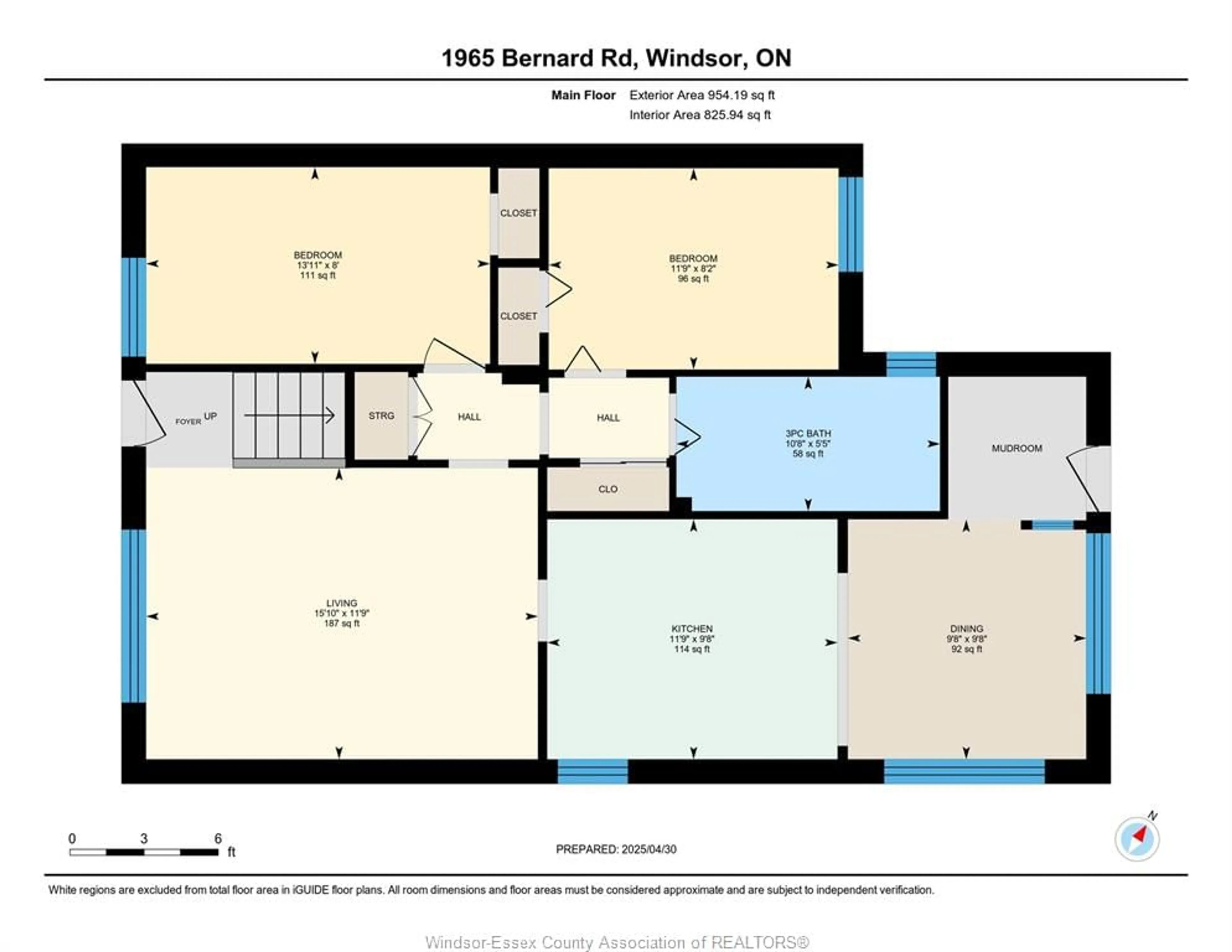 Floor plan for 1965 Bernard, Windsor Ontario N8W 4R6
