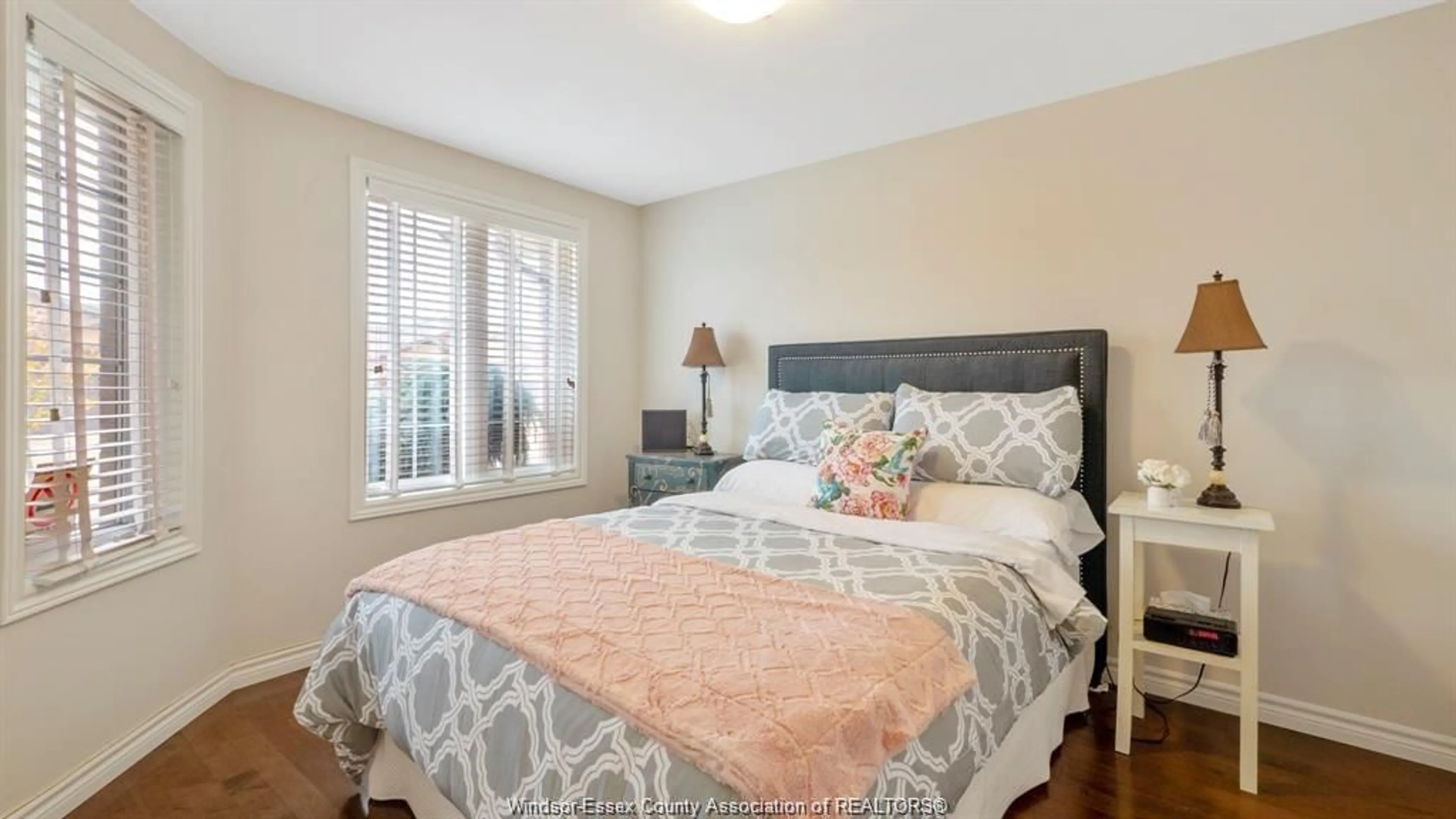Bedroom with bed, wood/laminate floor for 1532 LUXURY Ave, Windsor Ontario N8P 1S7