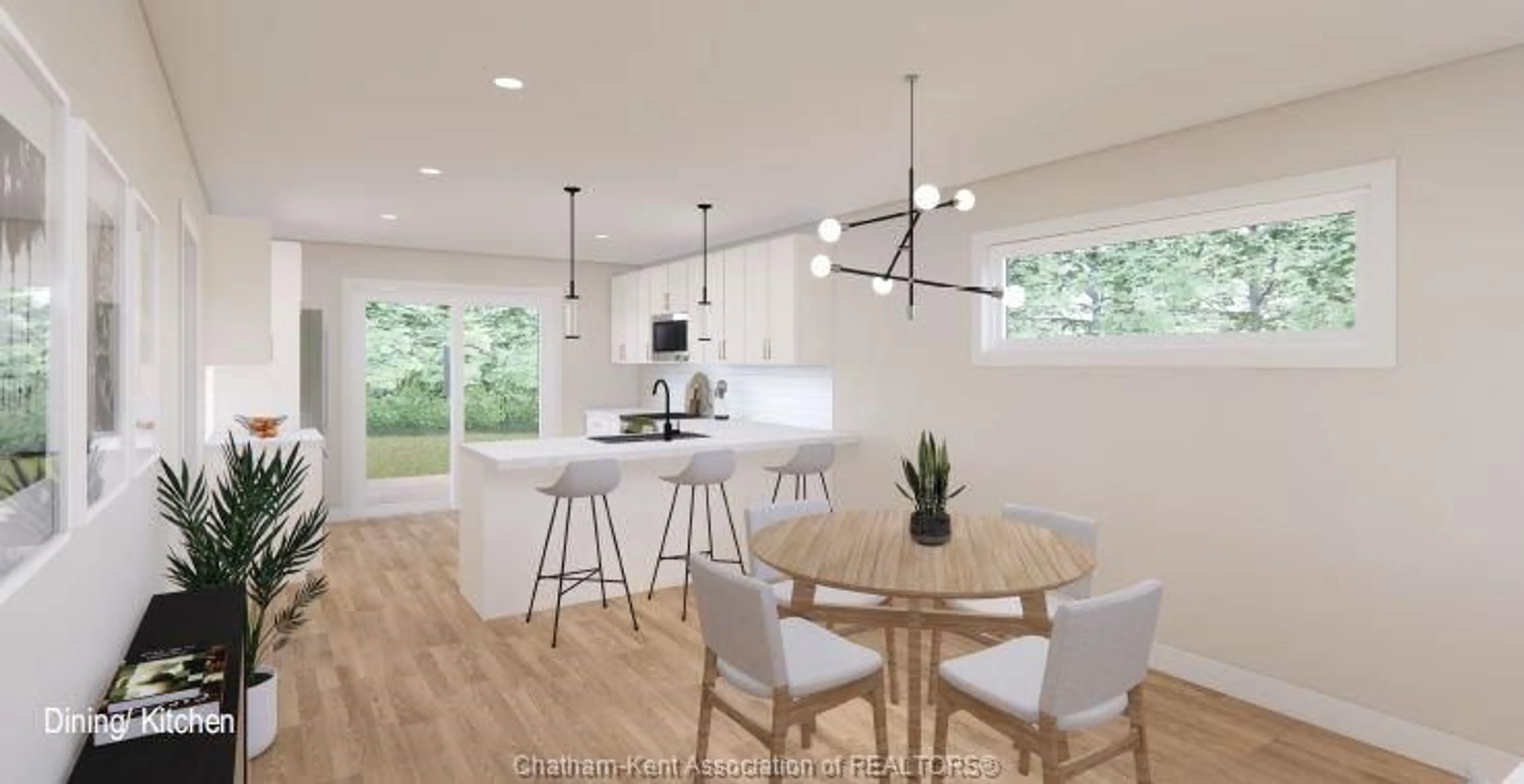 Open concept kitchen, wood/laminate floor for 220 IRONWOOD Trail, Chatham Ontario N7M 0V6