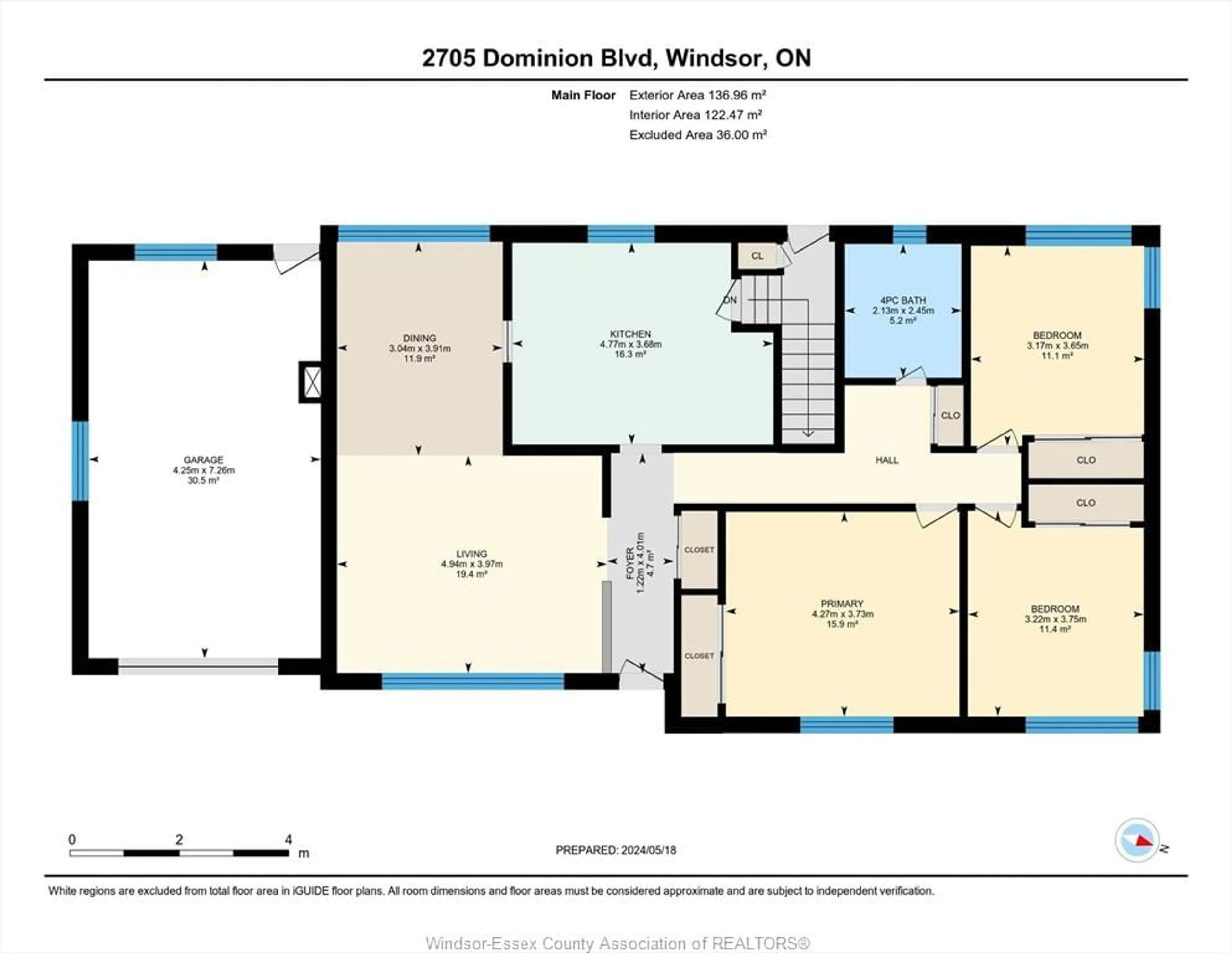 Floor plan for 2705 DOMINION Blvd, Windsor Ontario N9E 2M7
