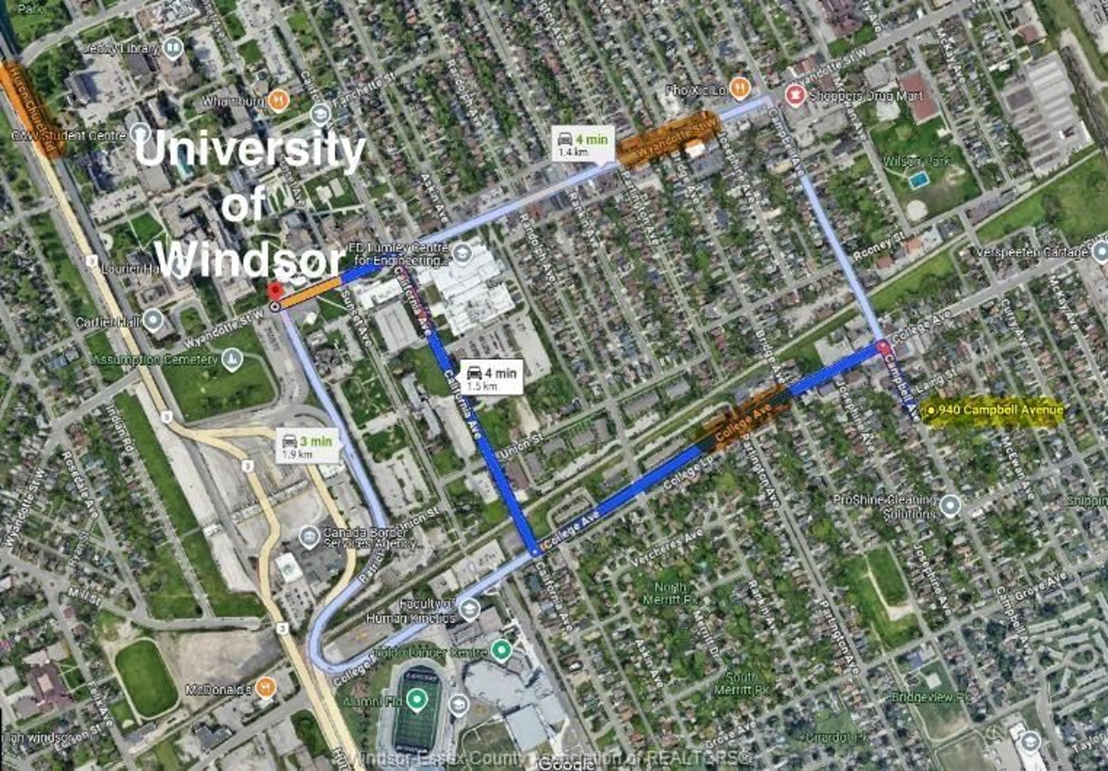 Picture of a map for 940 CAMPBELL Ave, Windsor Ontario N9B 2J2