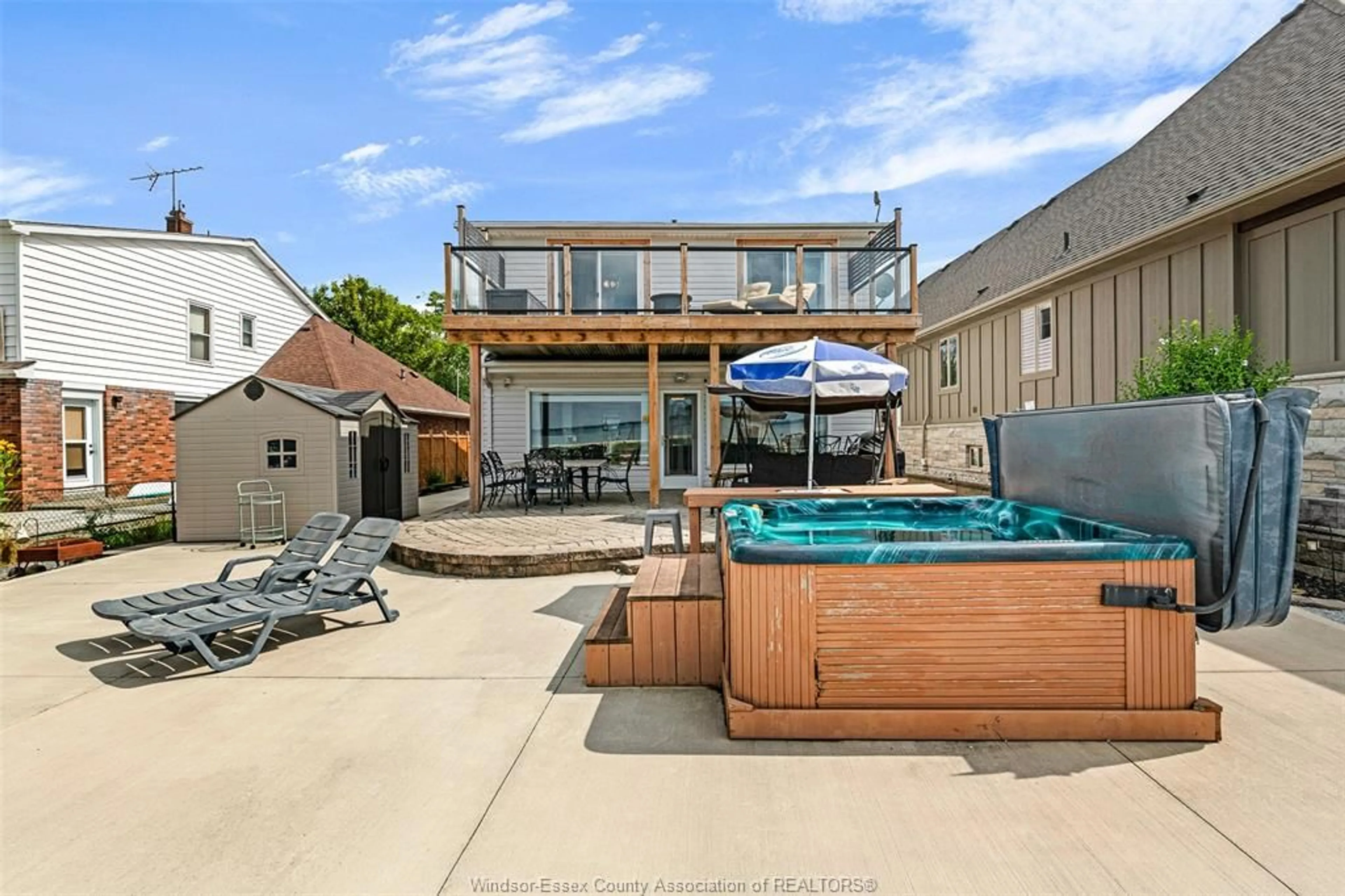 Patio, water/lake/river/ocean view for 12086 RIVERSIDE Dr, Tecumseh Ontario N8P 1A9