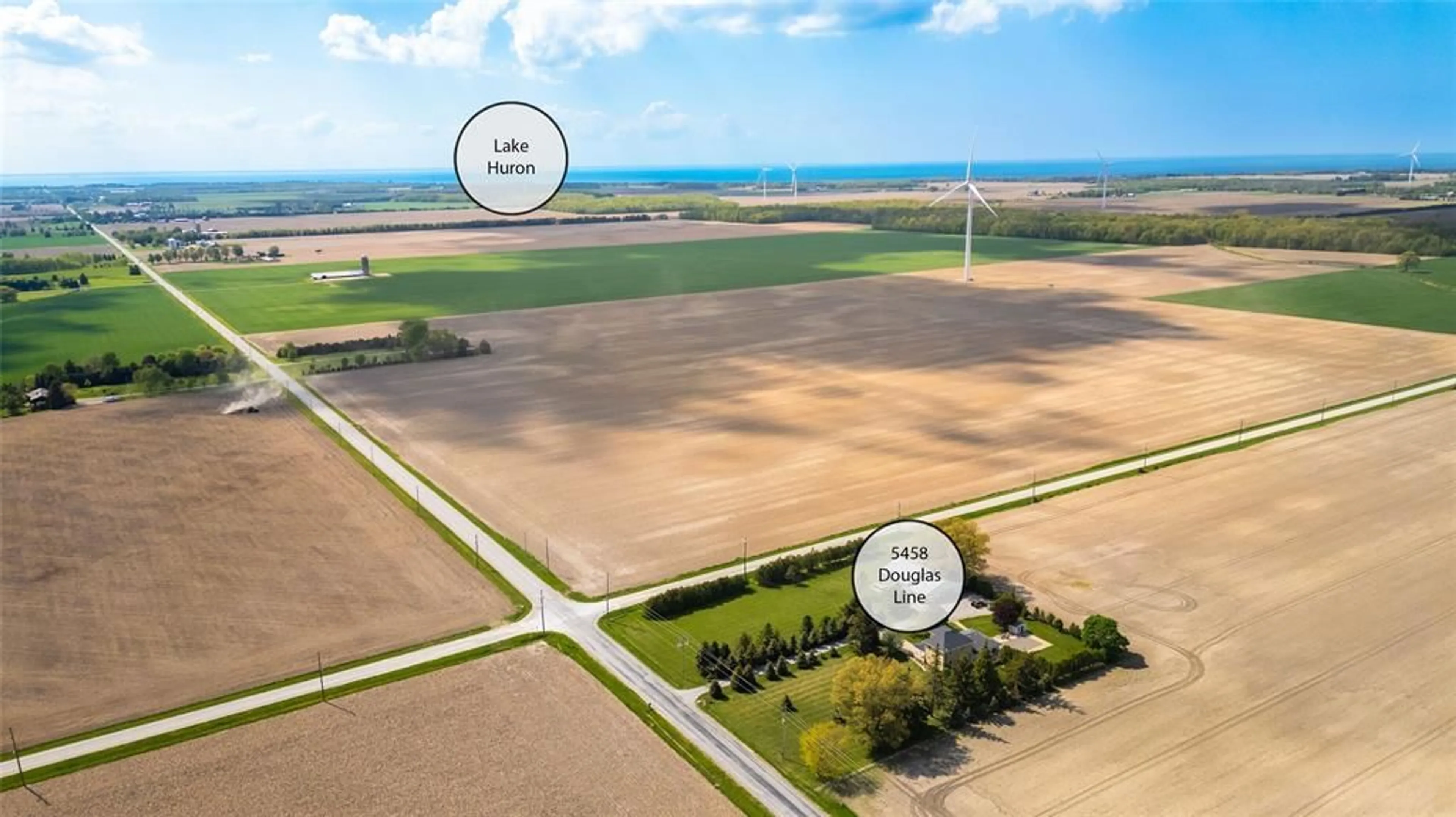 A pic from outside/outdoor area/front of a property/back of a property/a pic from drone, water/lake/river/ocean view for 5458 DOUGLAS Line, Plympton-Wyoming Ontario N0N 1J0