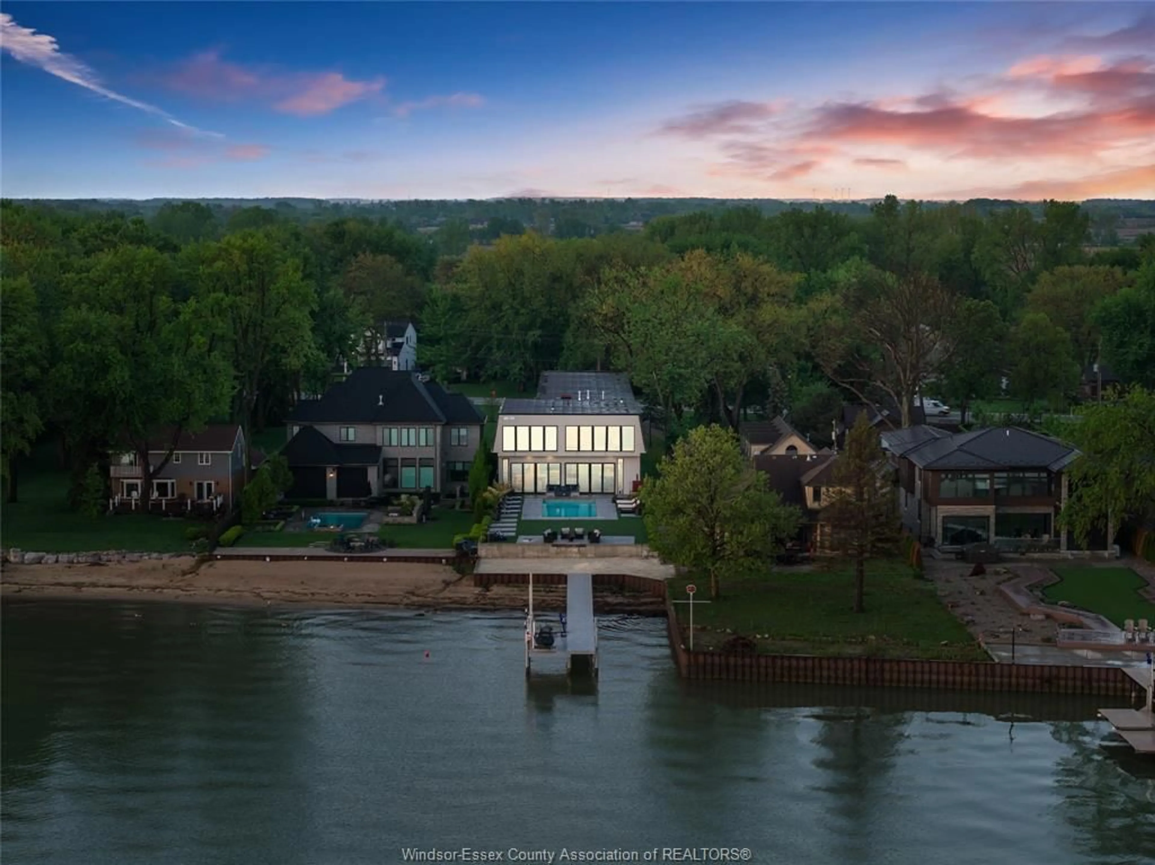 A pic from outside/outdoor area/front of a property/back of a property/a pic from drone, water/lake/river/ocean view for 888 OLD TECUMSEH Rd, Lakeshore Ontario N8L 0C2