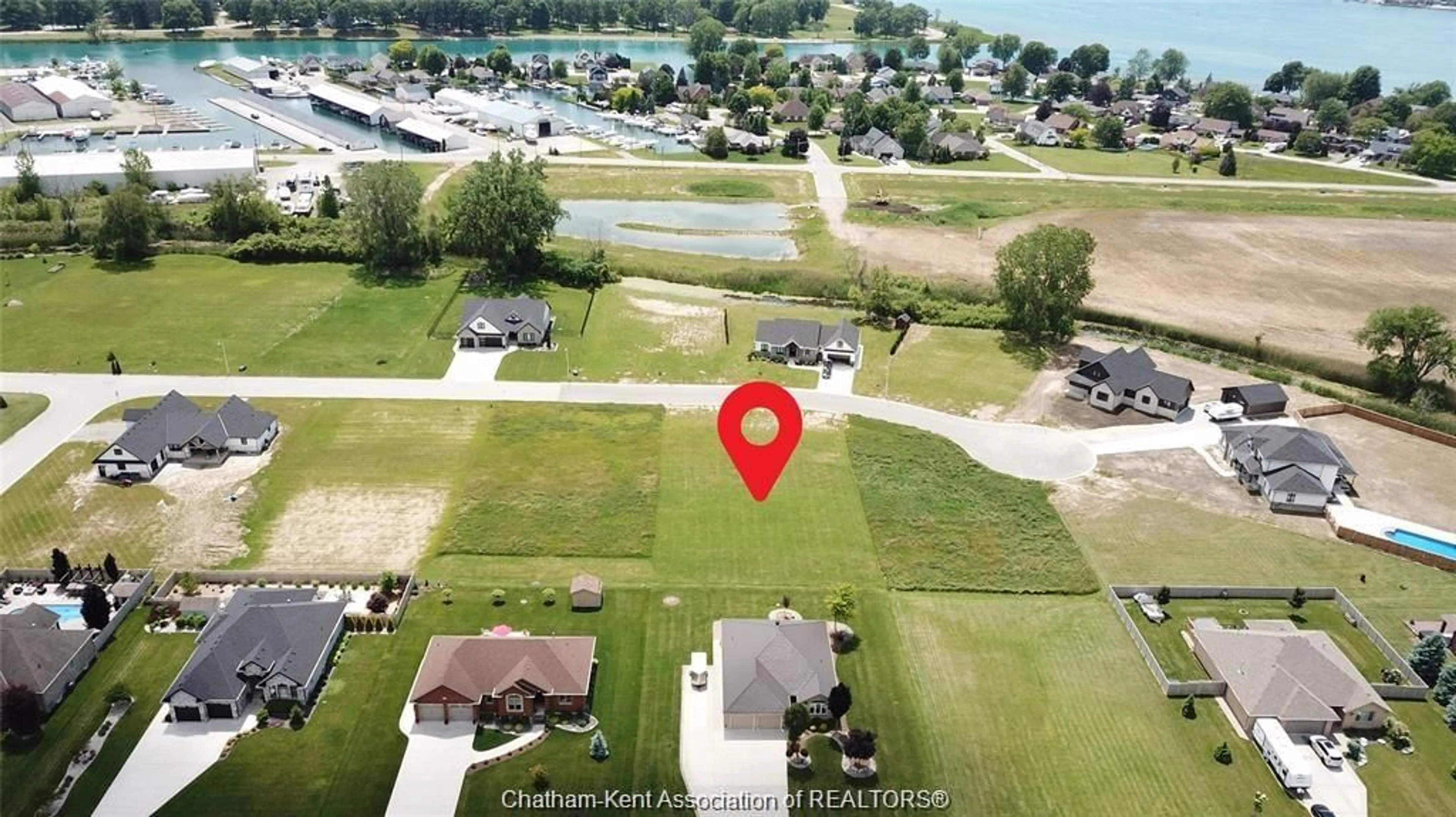 A pic from outside/outdoor area/front of a property/back of a property/a pic from drone, water/lake/river/ocean view for Lot 32 Tyler Dr, Port Lambton Ontario N0P 2B0