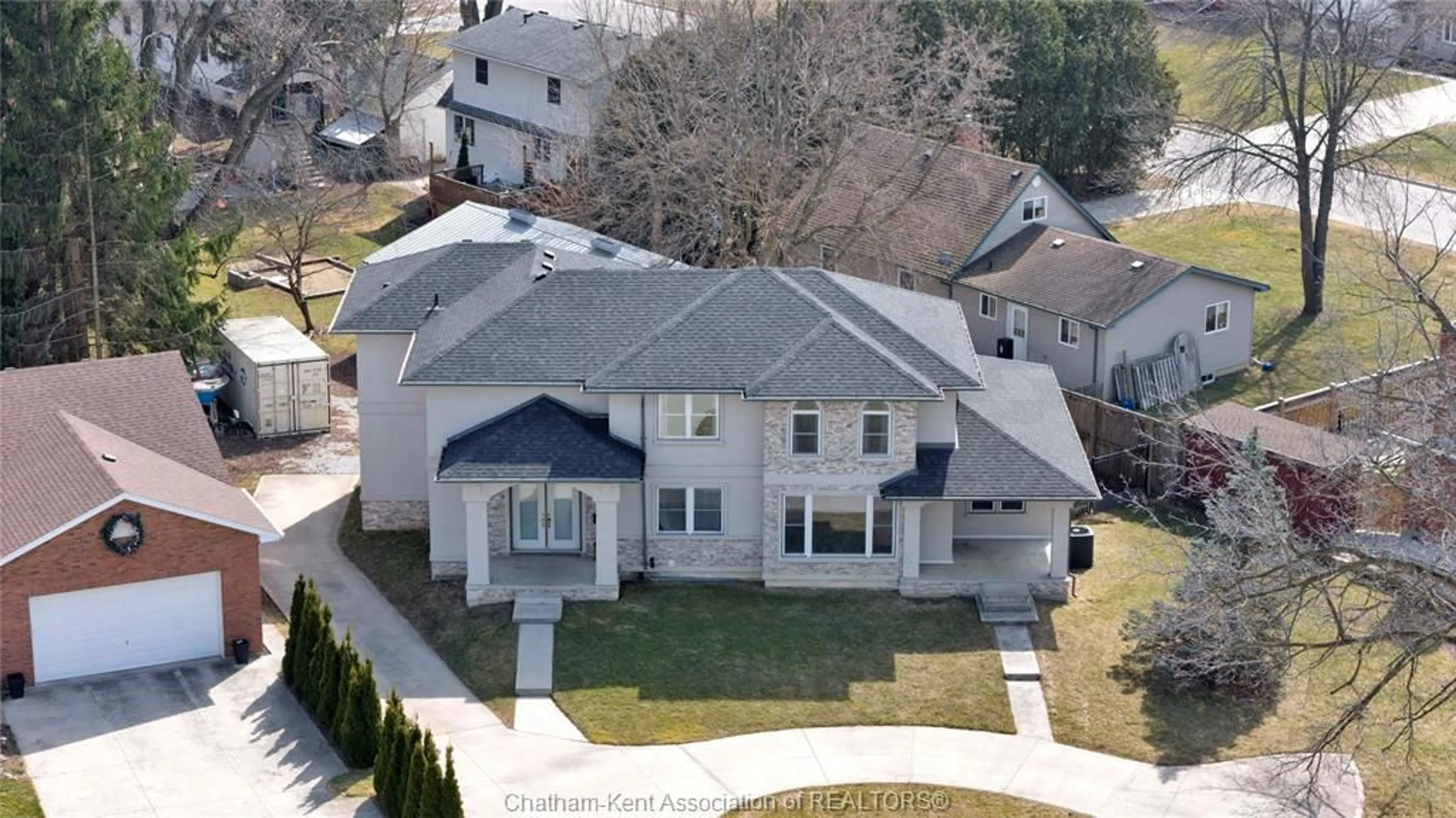 A pic from outside/outdoor area/front of a property/back of a property/a pic from drone, street for 30 Crerar Dr, Chatham Ontario N7L 2P8