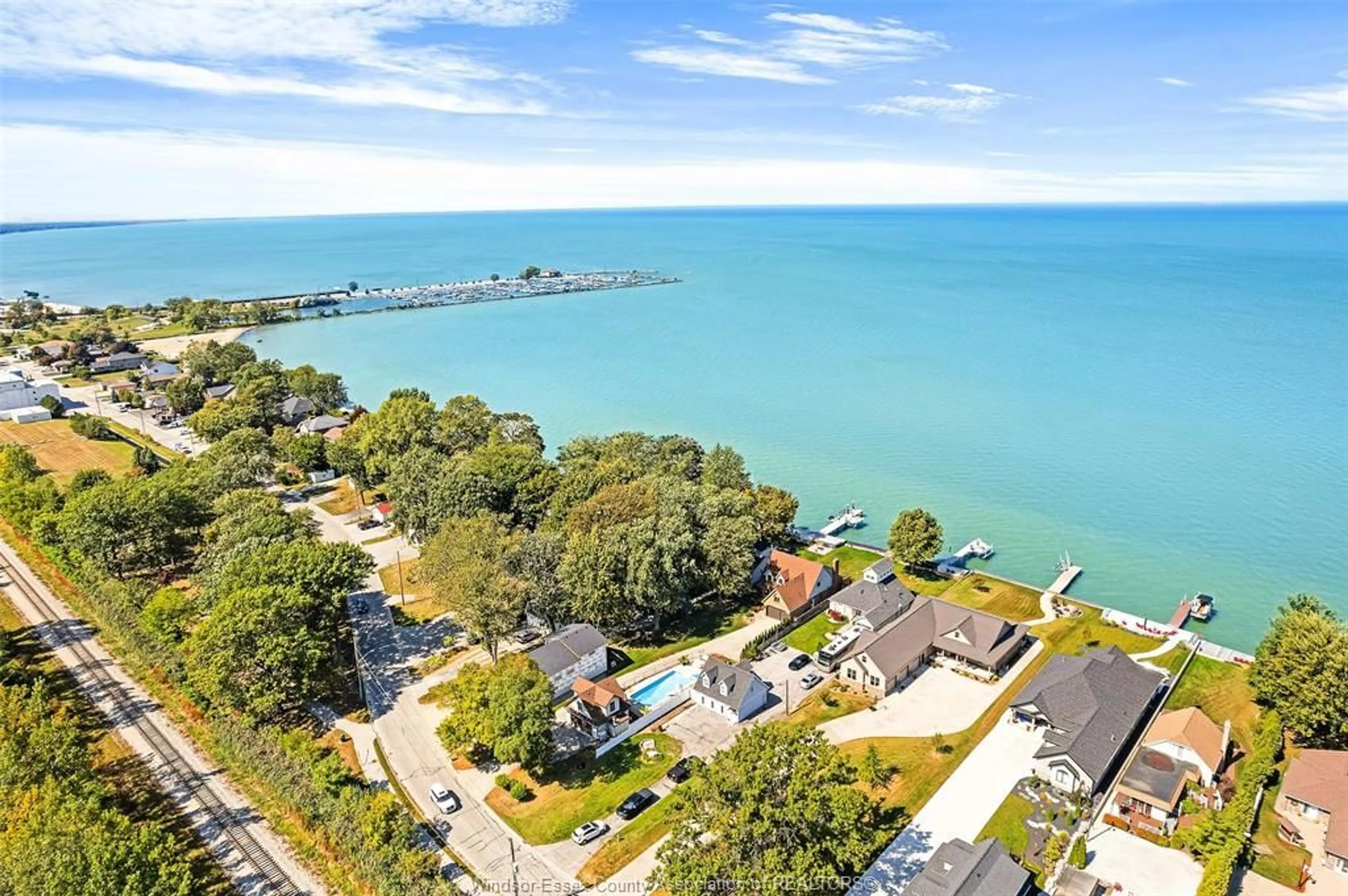A pic from outside/outdoor area/front of a property/back of a property/a pic from drone, water/lake/river/ocean view for 385 LAKEVIEW Dr, Lakeshore Ontario N0R 1A0