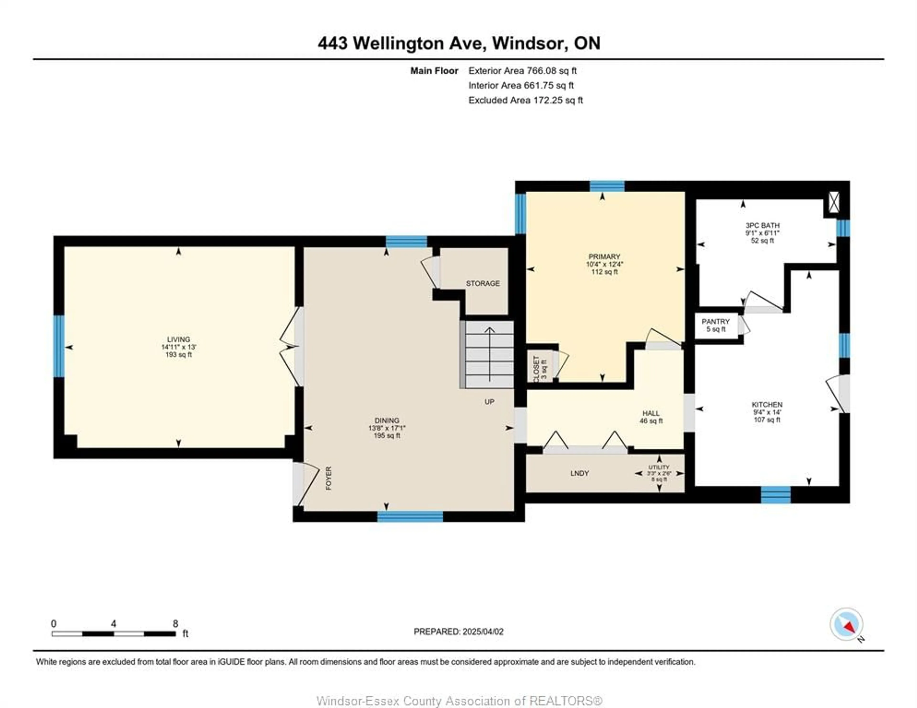 Floor plan for 443 WELLINGTON, Windsor Ontario N9A 5J3