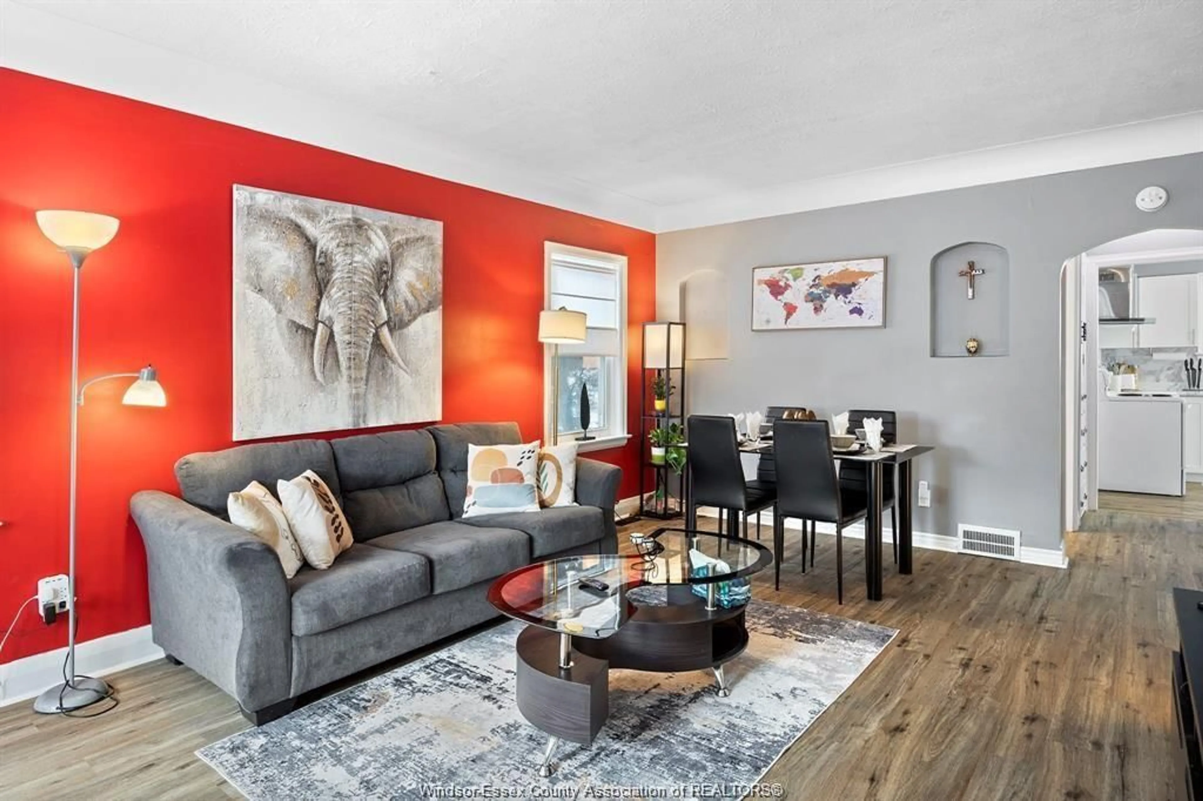 Living room with furniture, wood/laminate floor for 630 GRAND MARAIS, Windsor Ontario N8X 3H5