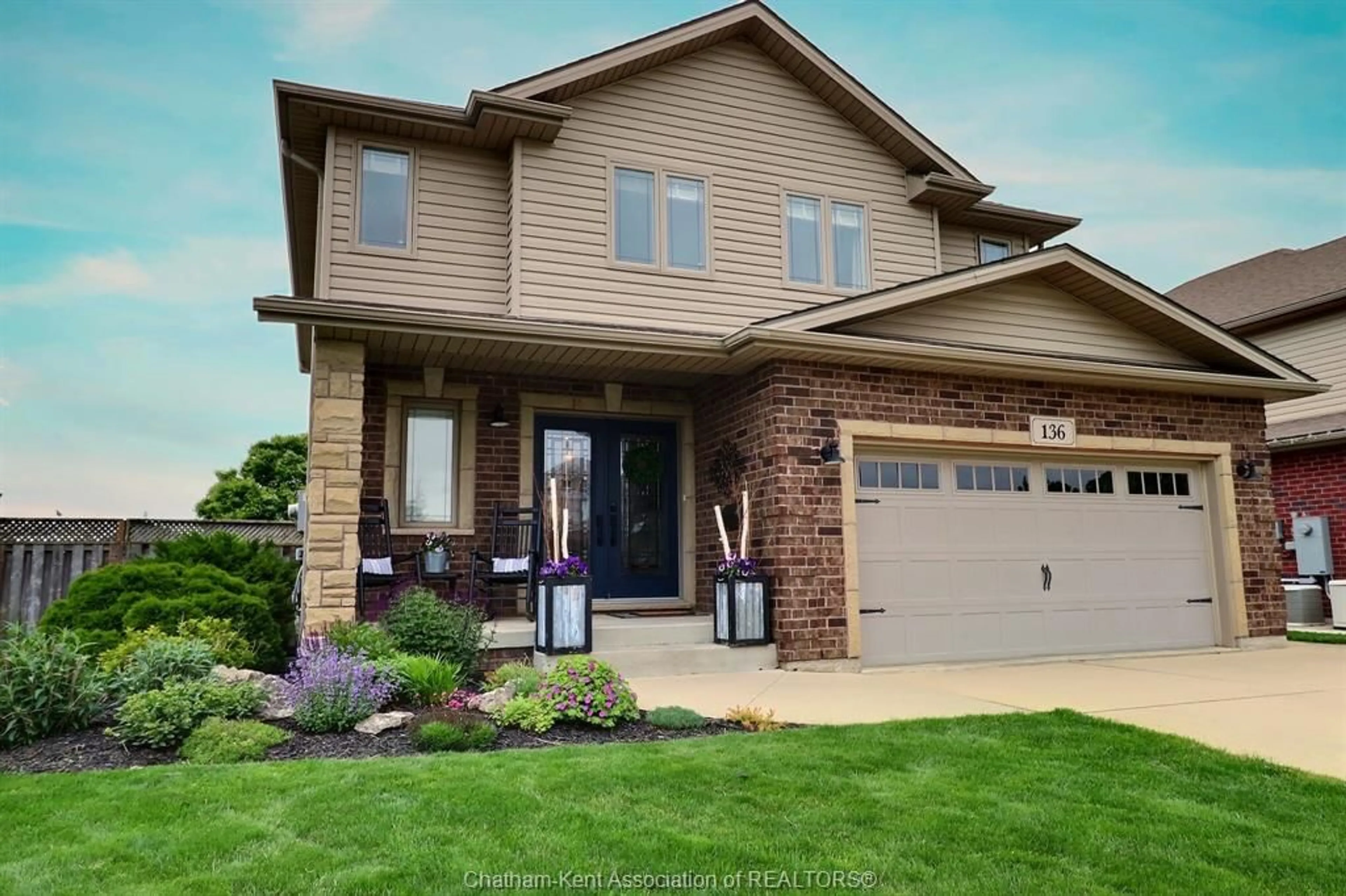 Home with brick exterior material, street for 136 Morning Glory Lane, Chatham Ontario N7L 5S5