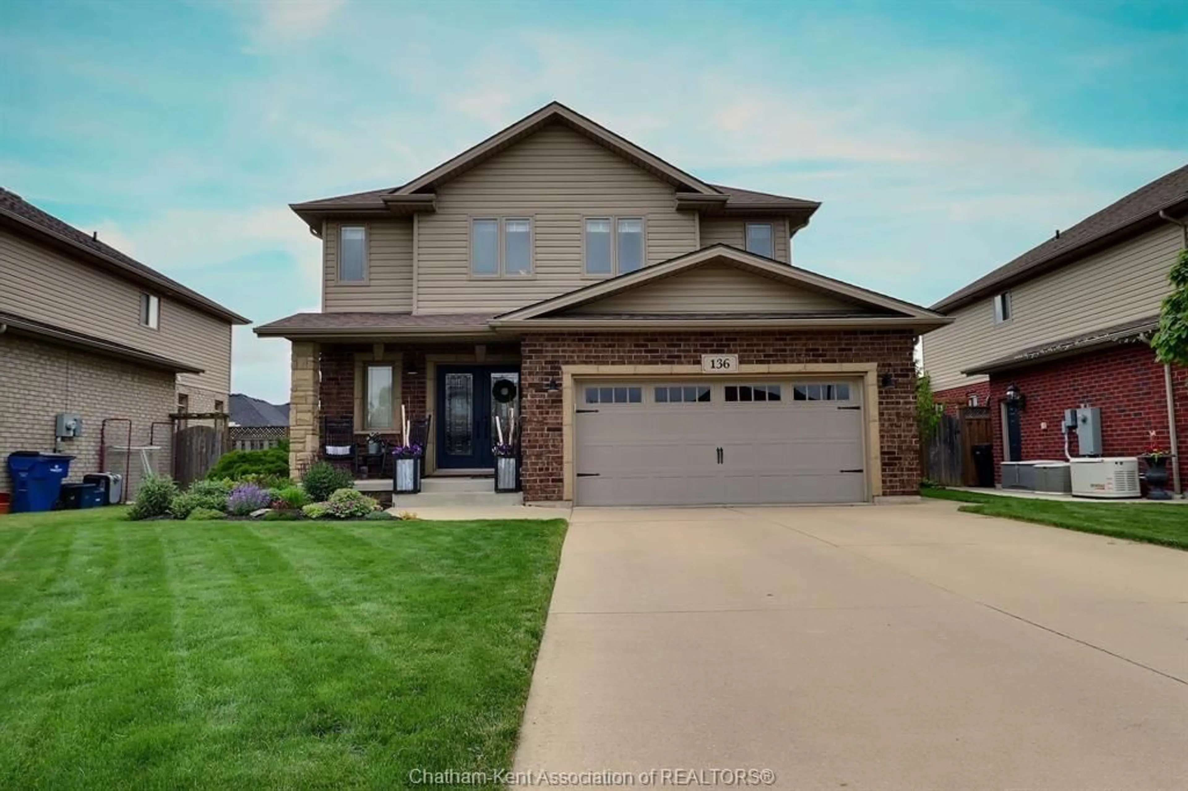 Home with brick exterior material, street for 136 Morning Glory Lane, Chatham Ontario N7L 5S5