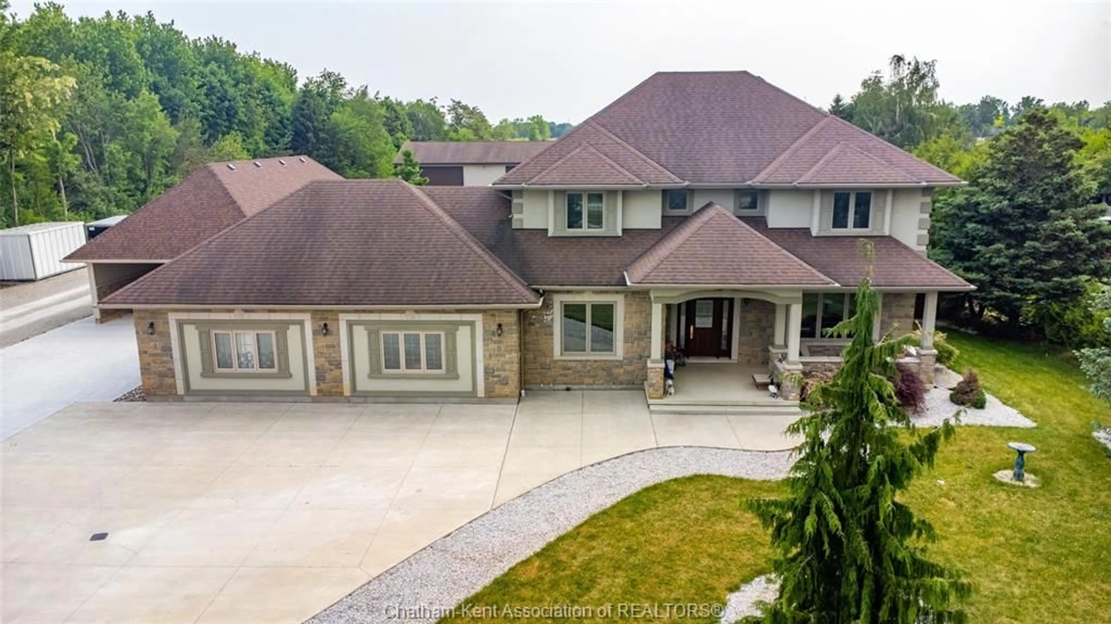 A pic from outside/outdoor area/front of a property/back of a property/a pic from drone, unknown for 19356 Fargo Rd, Harwich Township Ontario N0P 1A0