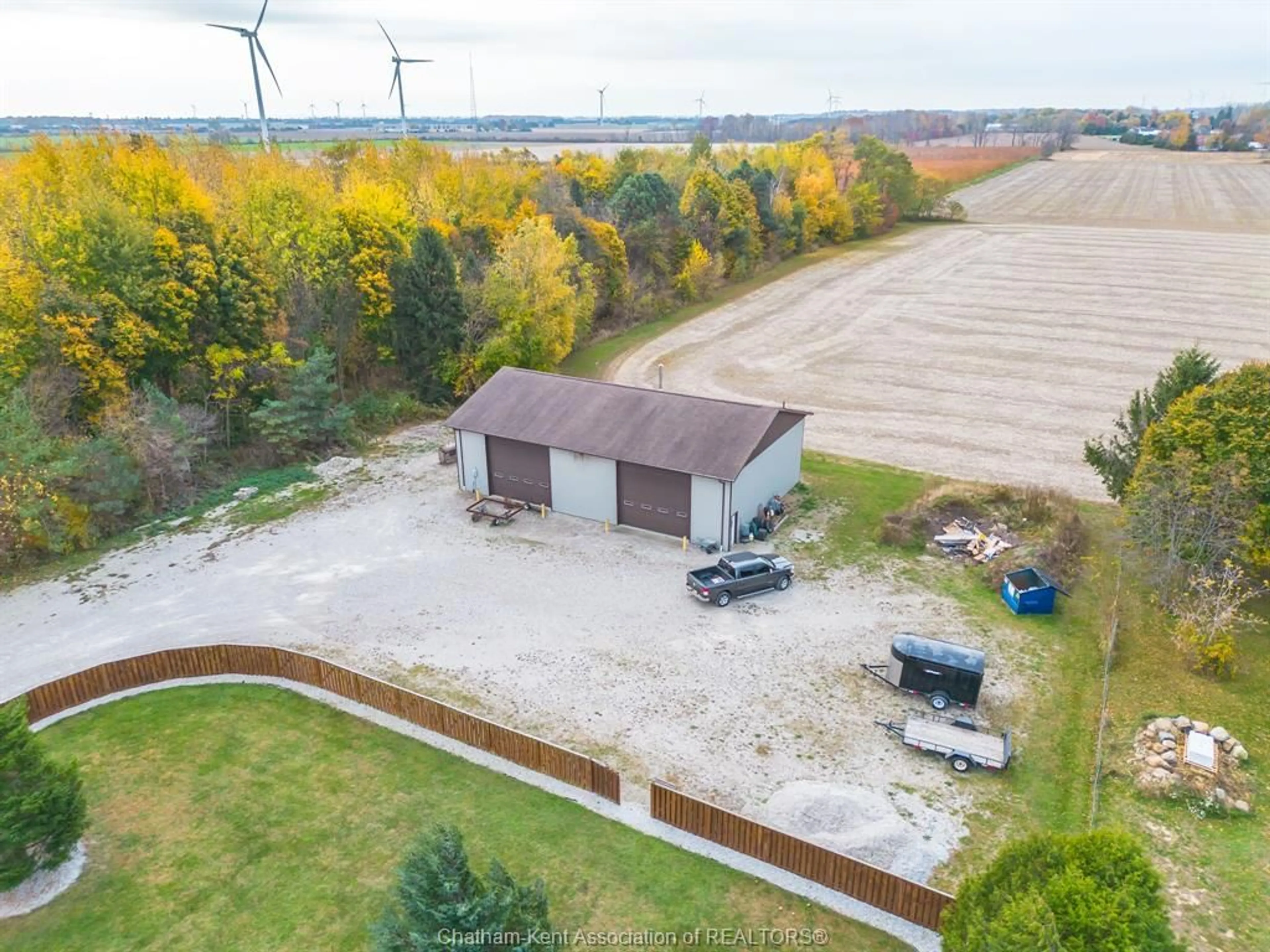 A pic from outside/outdoor area/front of a property/back of a property/a pic from drone, unknown for 19356 Fargo Rd, Harwich Township Ontario N0P 1A0