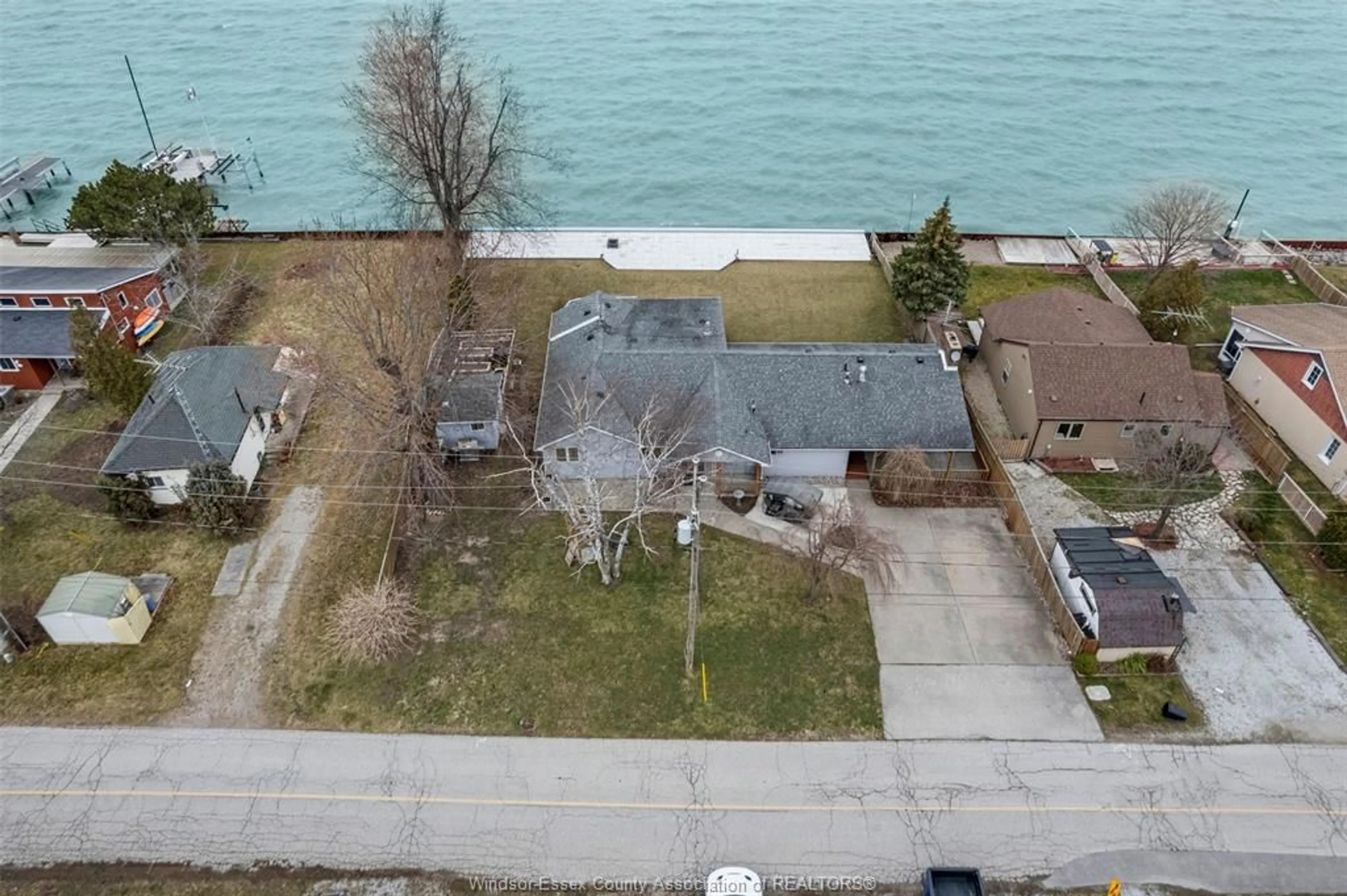 A pic from outside/outdoor area/front of a property/back of a property/a pic from drone, water/lake/river/ocean view for 1486 Caille Ave, Belle River Ontario N0R 1A0