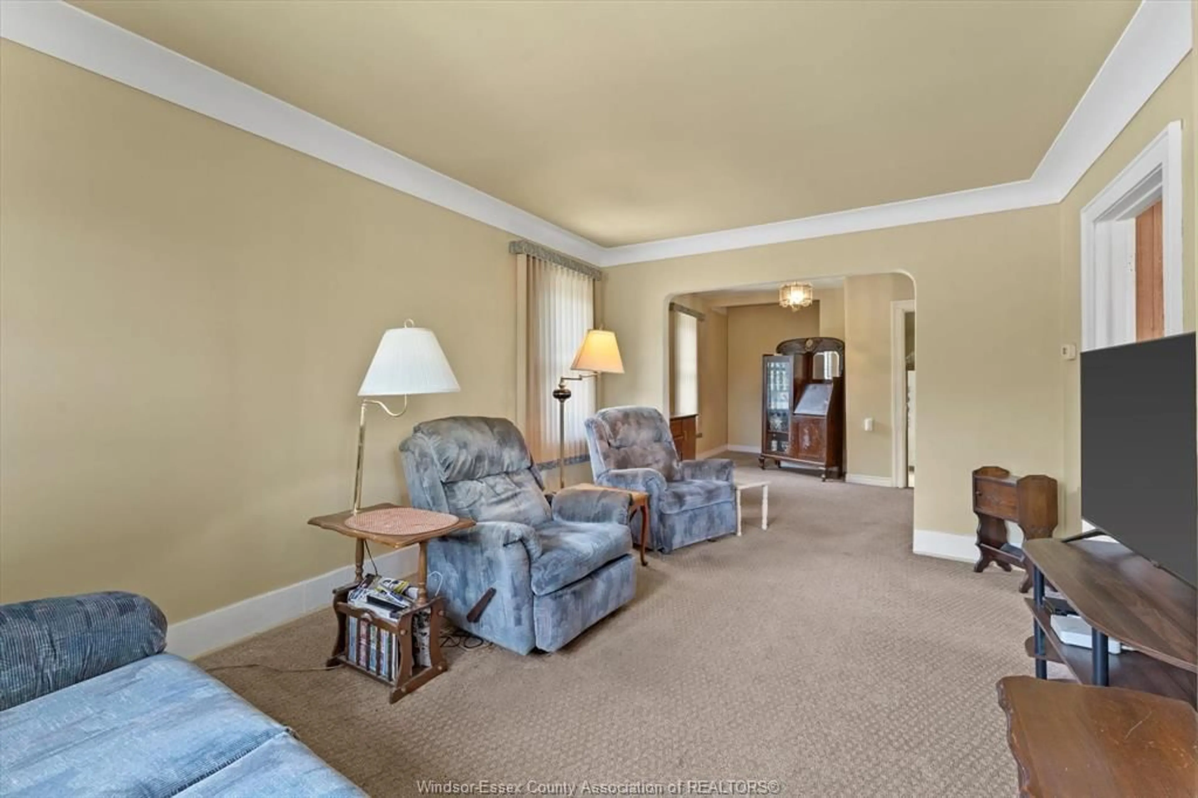 Living room with furniture, carpet floor for 2574 Jos St. Louis Ave, Windsor Ontario N8T 2M5