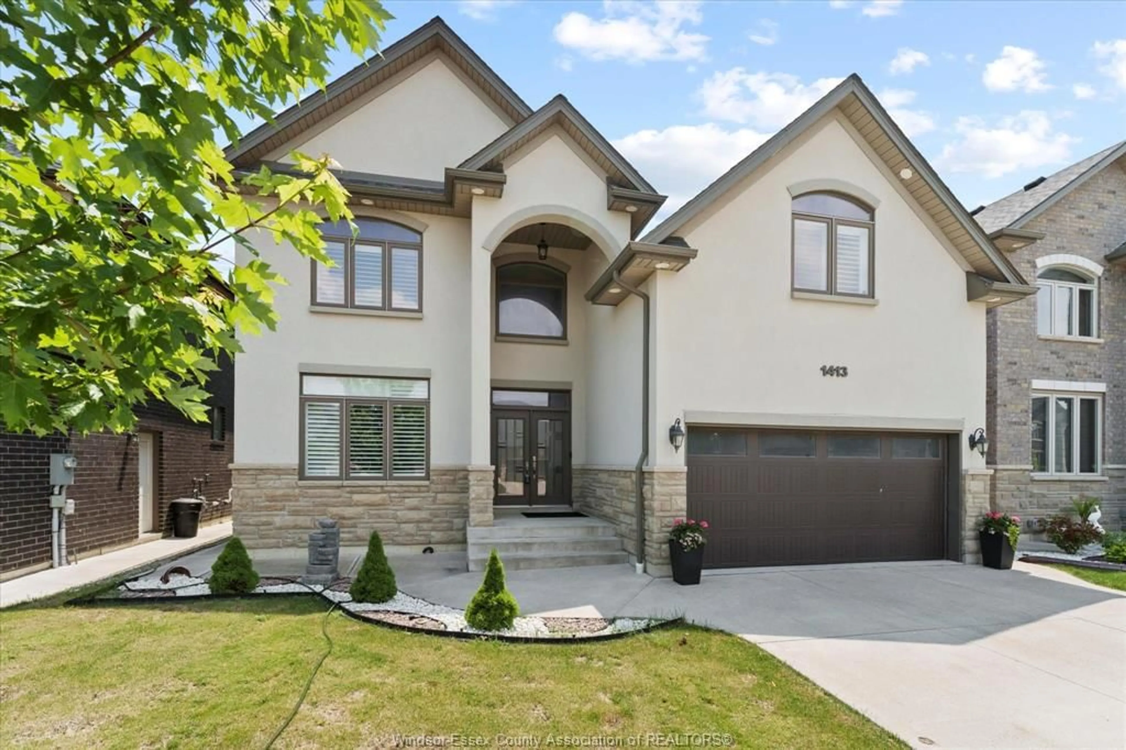 Home with brick exterior material, street for 1413 HELSINKI Crt, Windsor Ontario N9G 0B4