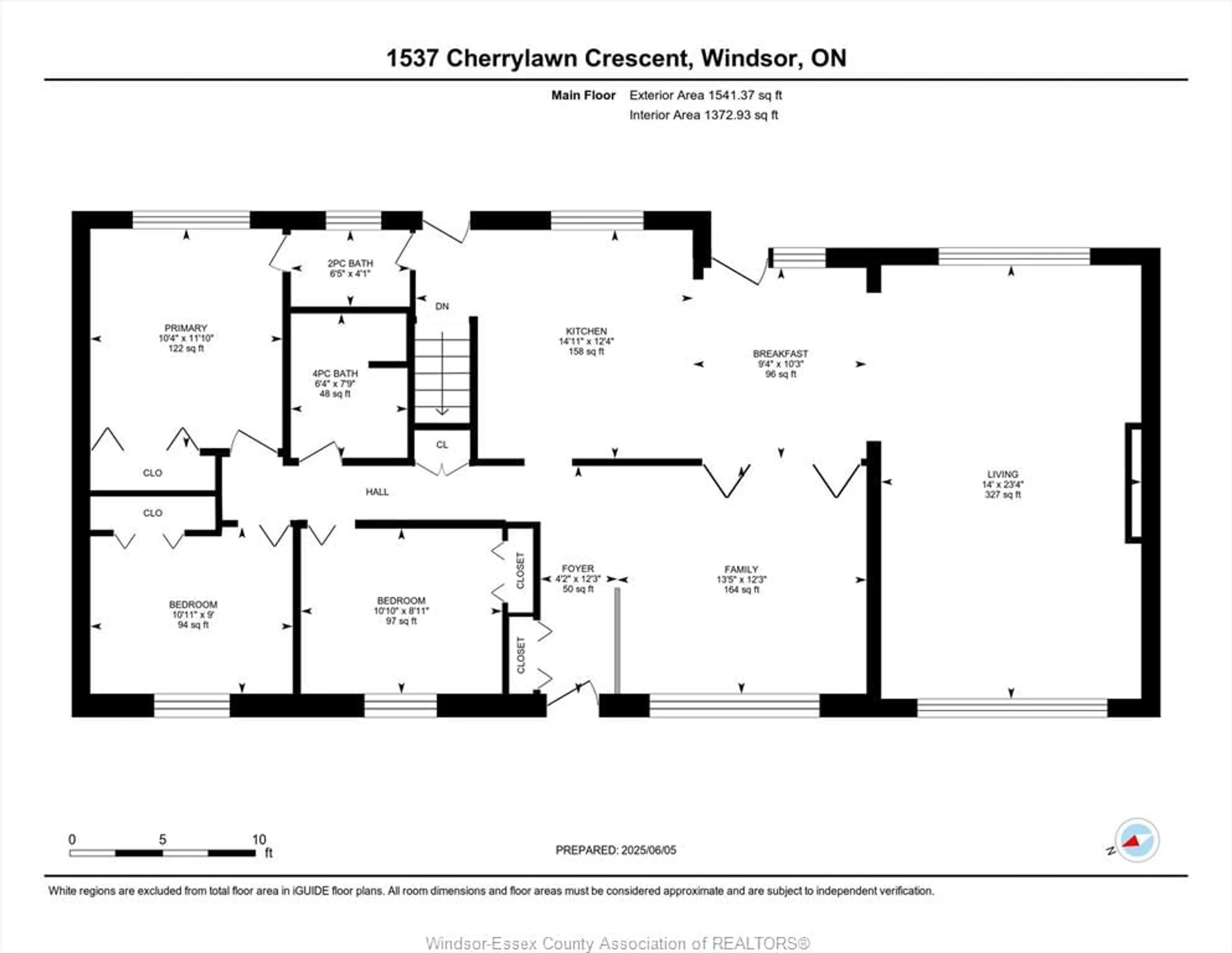 Floor plan for 1537 Cherrylawn Cres, Windsor Ontario N9E 1P3
