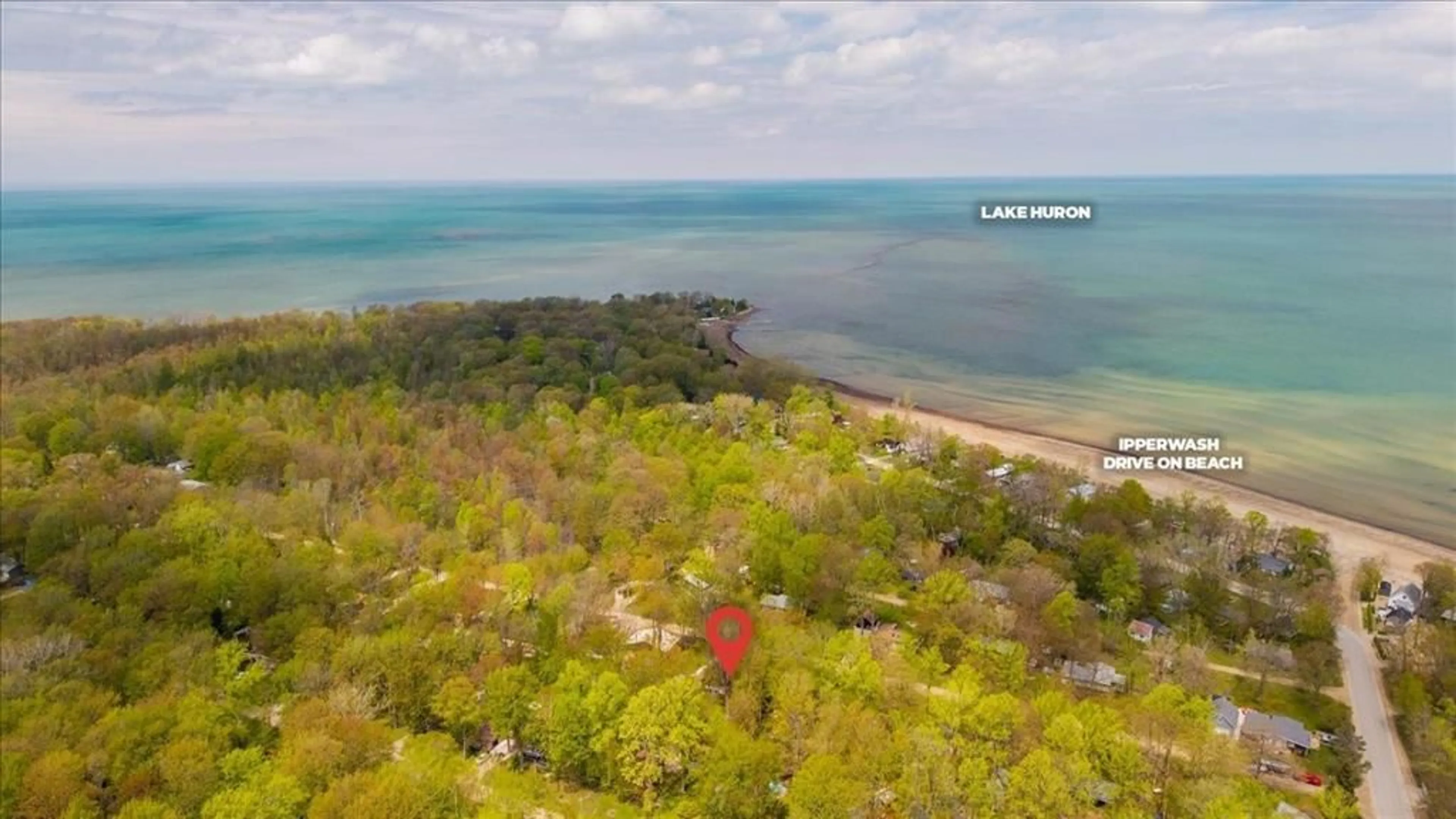 A pic from outside/outdoor area/front of a property/back of a property/a pic from drone, water/lake/river/ocean view for 6085 DANBEA Lane, Lambton Shores Ontario N0N 1J1