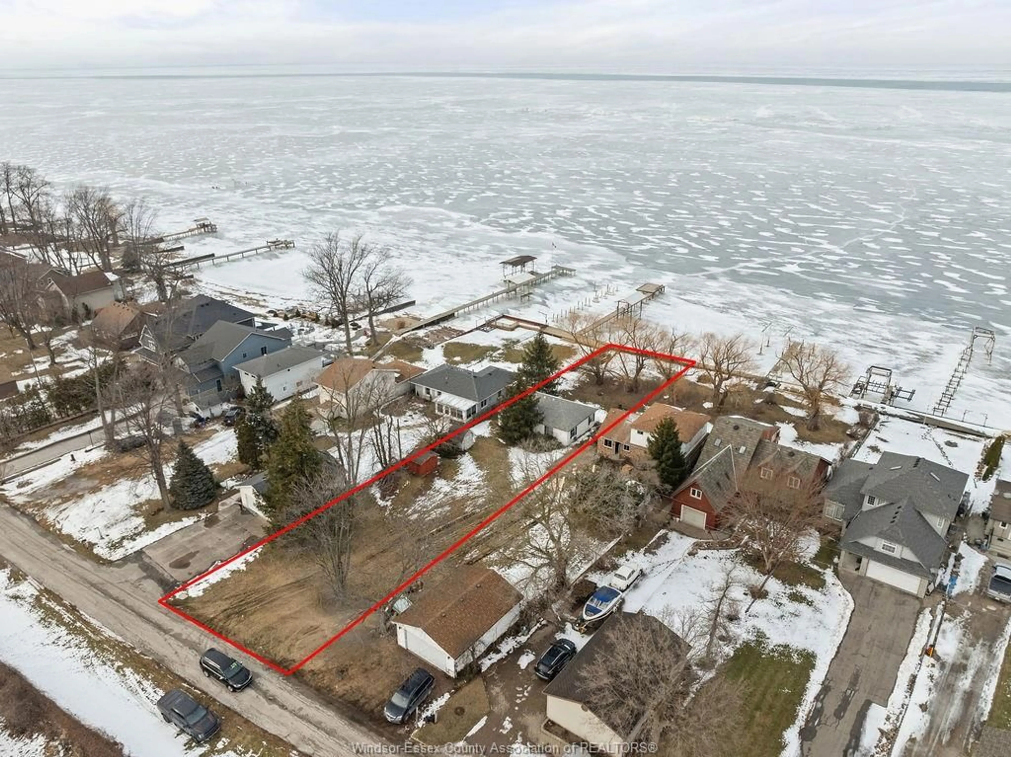 A pic from outside/outdoor area/front of a property/back of a property/a pic from drone, water/lake/river/ocean view for 503 CHARRON BEACH Rd, Lakeshore Ontario N0R 1A0