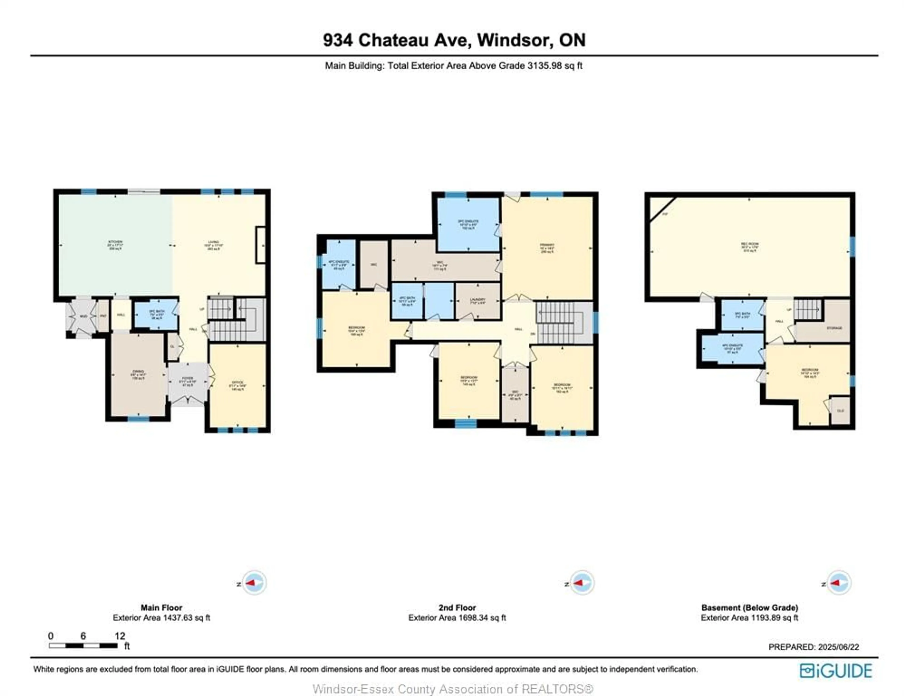 Floor plan for 934 CHATEAU Ave, Windsor Ontario N8P 0E6