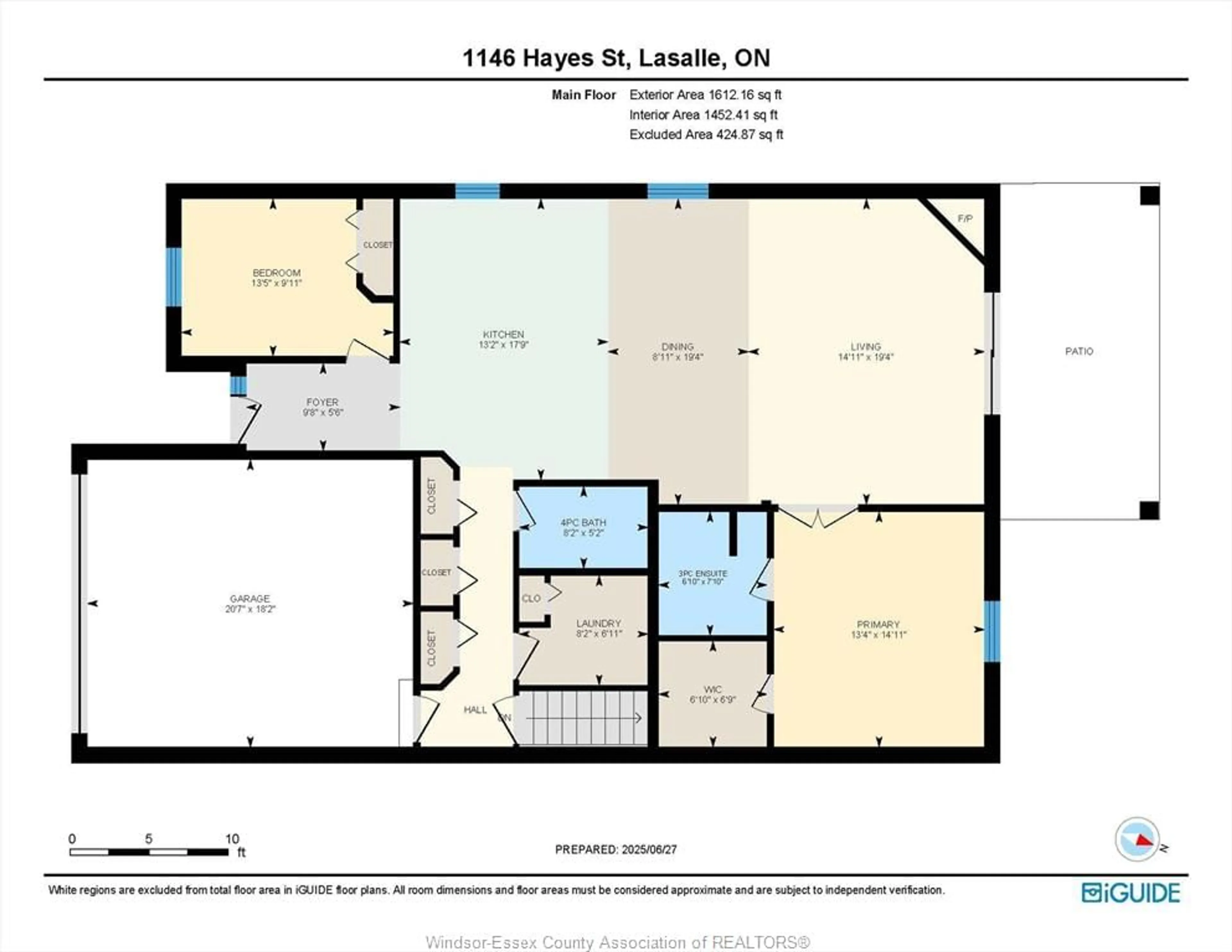 Floor plan for 1146 HAYES St, LaSalle Ontario N9H 0G3