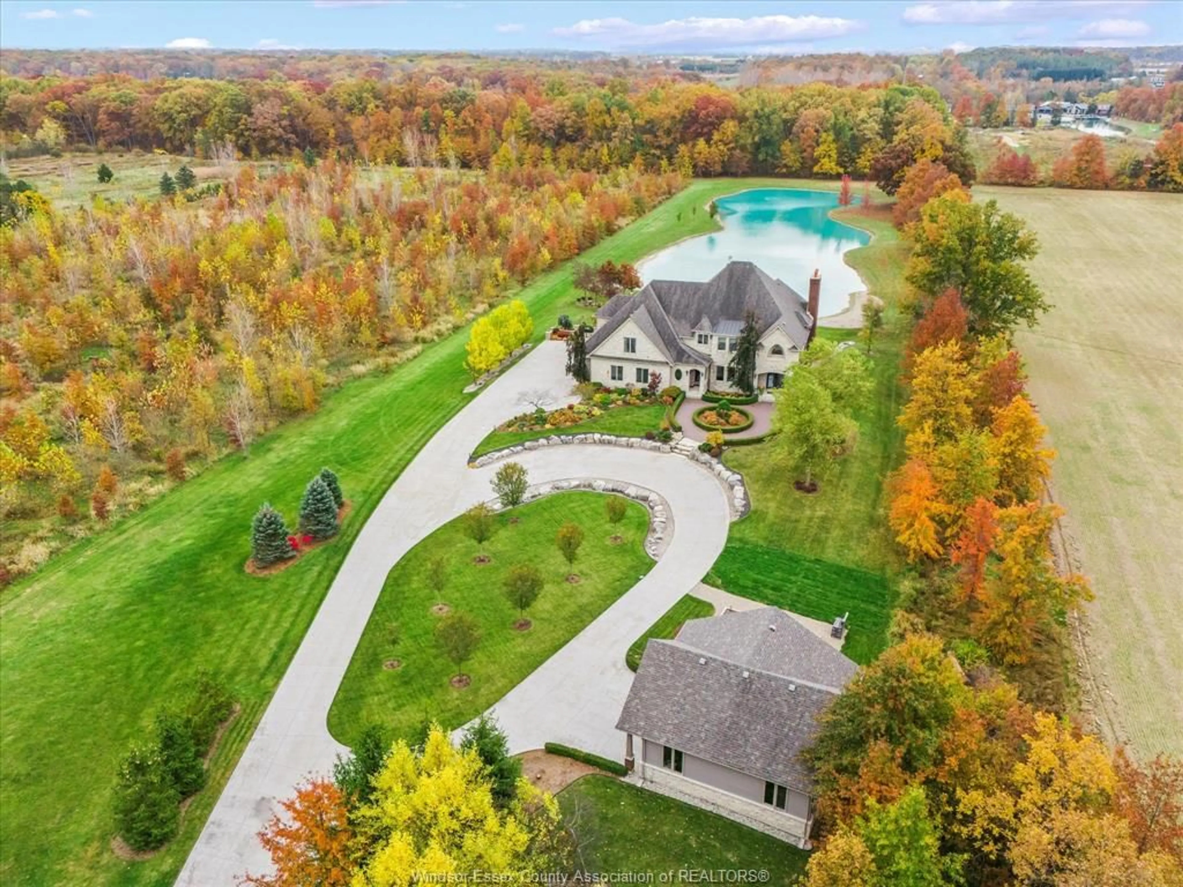A pic from outside/outdoor area/front of a property/back of a property/a pic from drone, water/lake/river/ocean view for 4863 4TH CONCESSION, Essex Ontario N0R 1G0