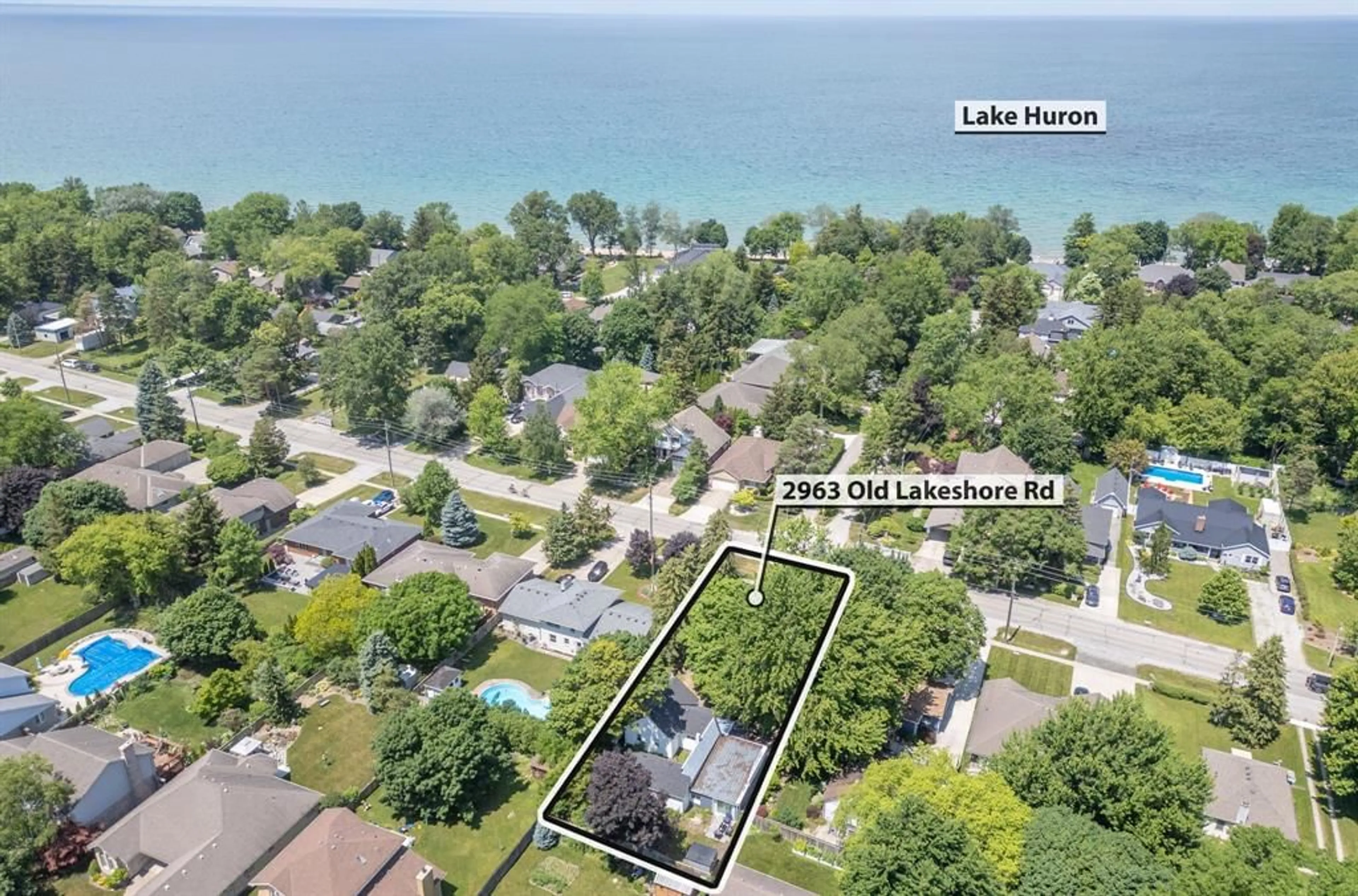 A pic from outside/outdoor area/front of a property/back of a property/a pic from drone, water/lake/river/ocean view for 2963 OLD LAKESHORE Rd, Sarnia Ontario N0N 1C0