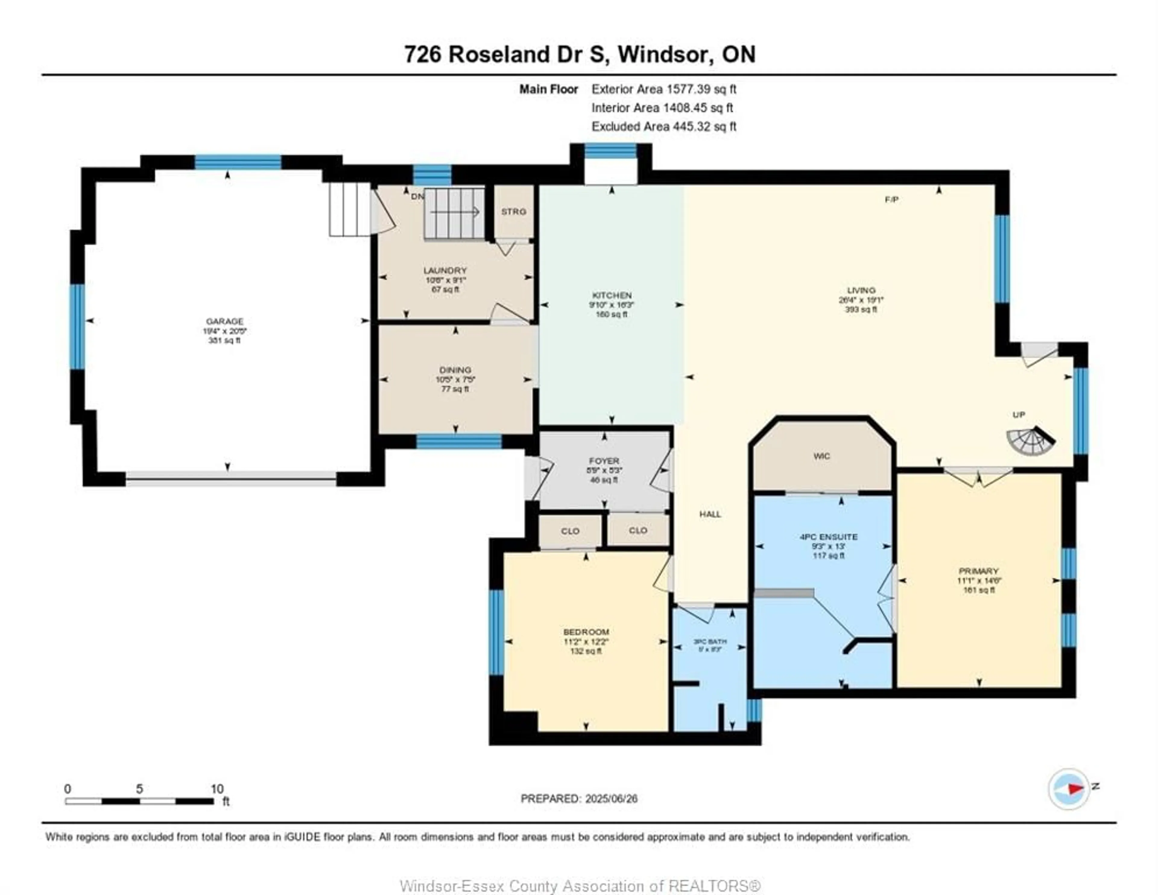 Floor plan for 726 Roseland Dr, Windsor Ontario N9G 1T8