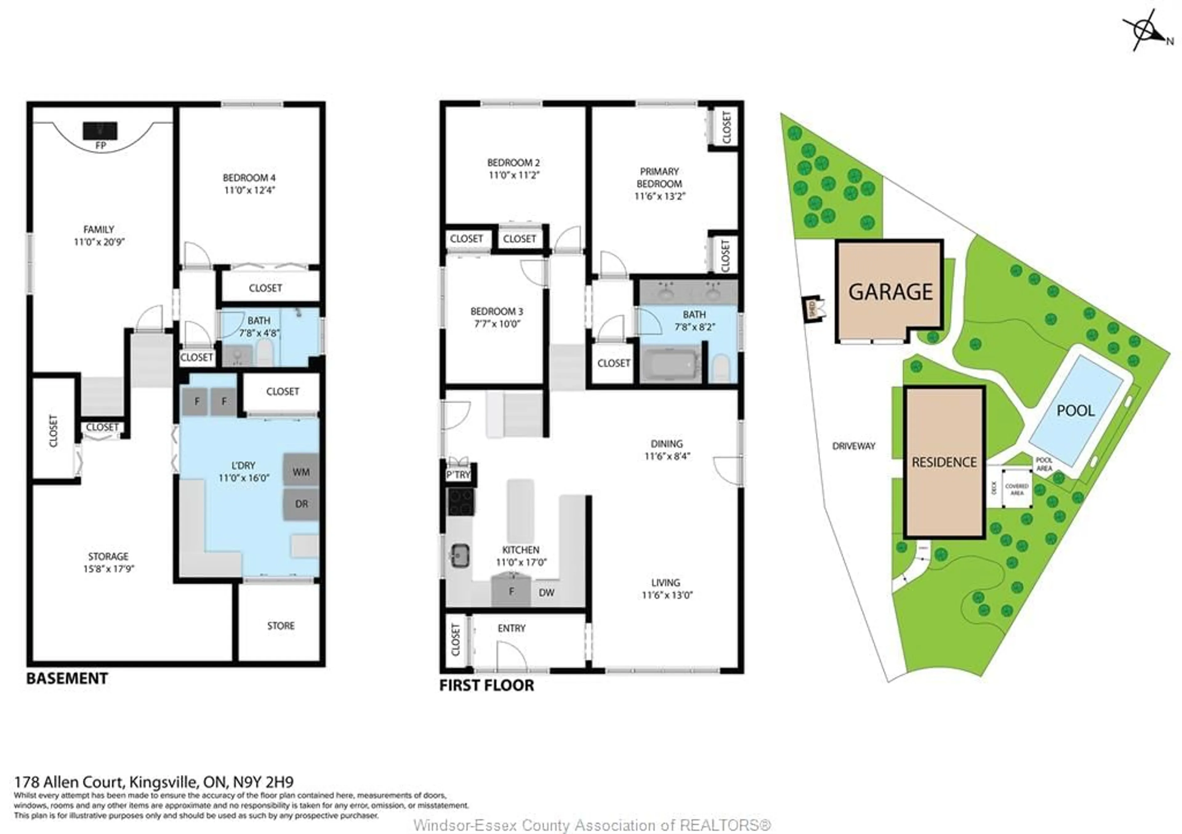 Floor plan for 178 Allen Crt, Kingsville Ontario N9Y 2H9