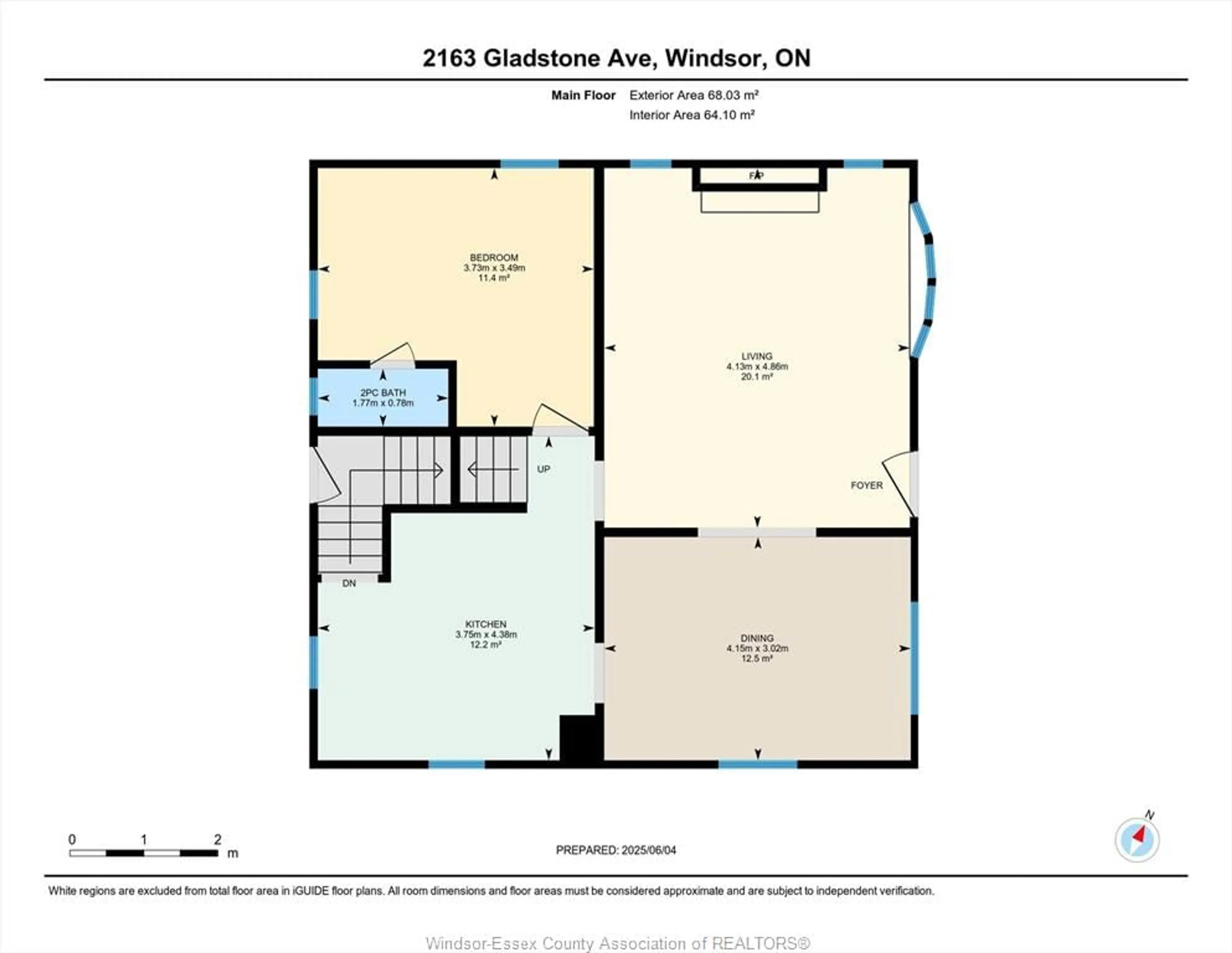 Floor plan for 2163 GLADSTONE Ave, Windsor Ontario N8W 2N6