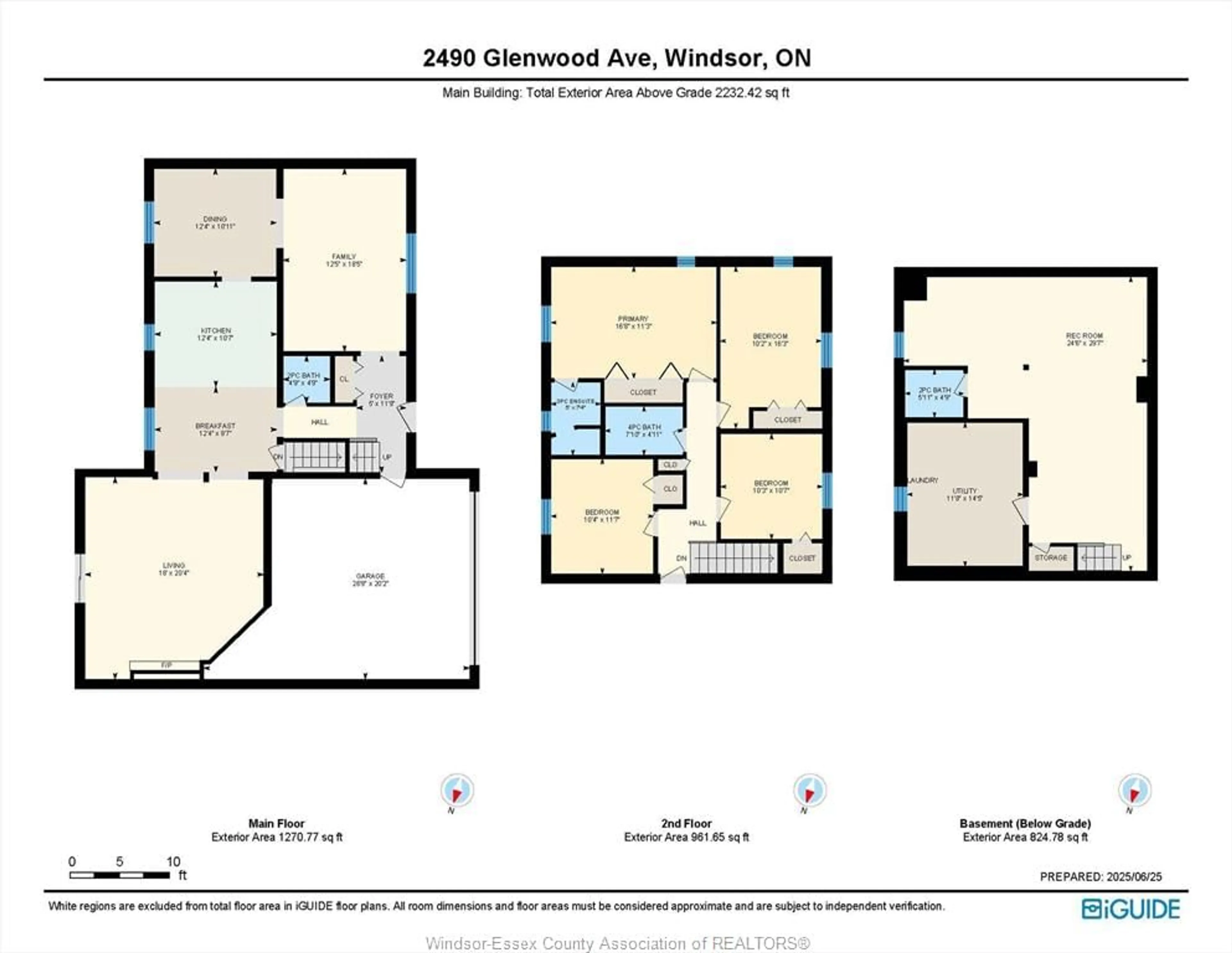 Floor plan for 2490 GLENWOOD AVENUE, Windsor Ontario N9E 2X6
